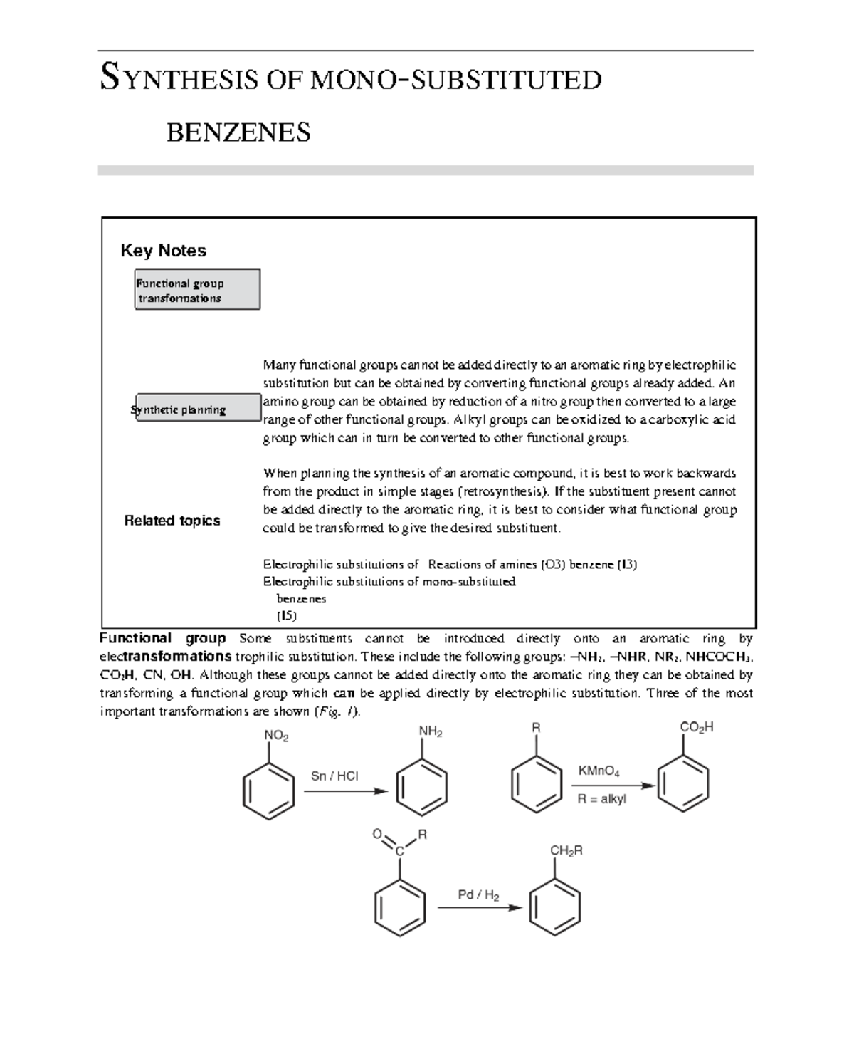 Synthesis OF MONO- Substituted Benzenes - SYNTHESIS OF MONO-SUBSTITUTED ...