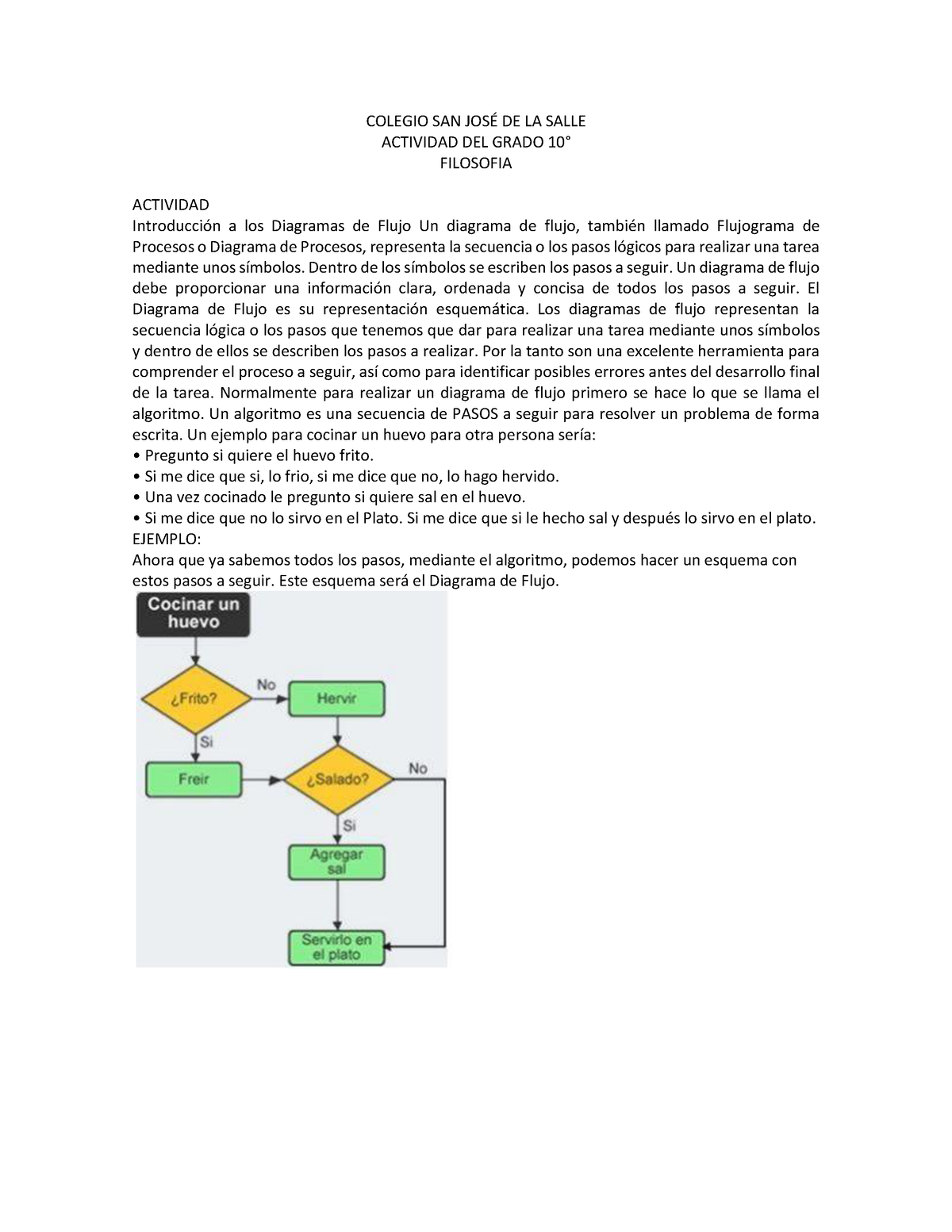 Diagrama De Flijo 10° Colegio San Jos De La Salle Actividad Del Grado 10∞ Filosofia 9191