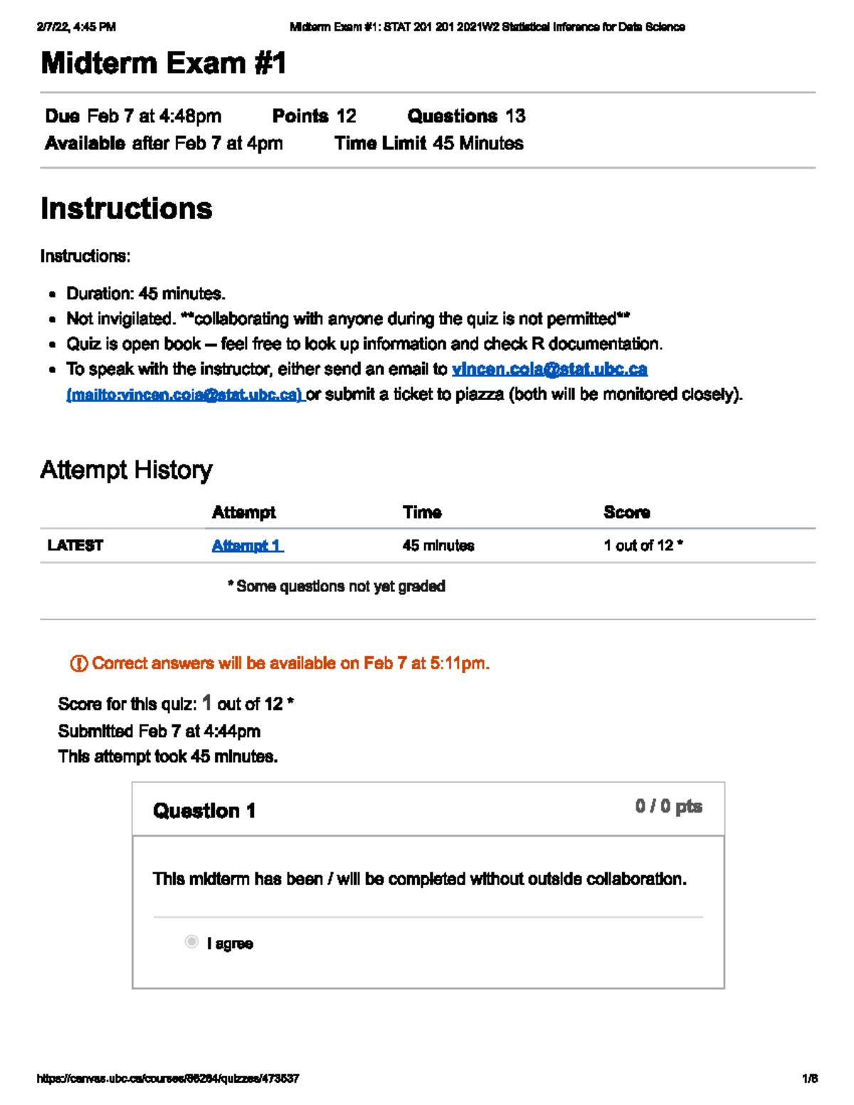 Exam 1 example exam stat 201 studocu