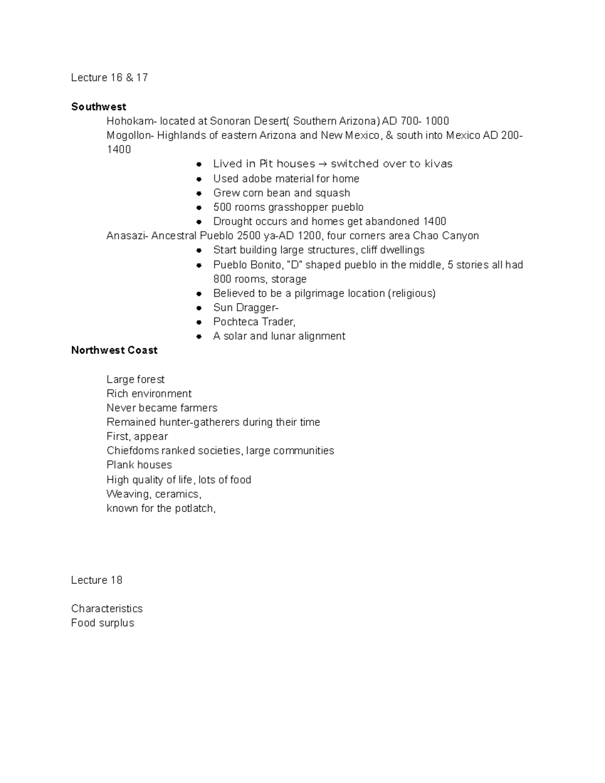 Anth. - It has lecture notes for 16, 17 and some from 18 - Lecture 16 ...