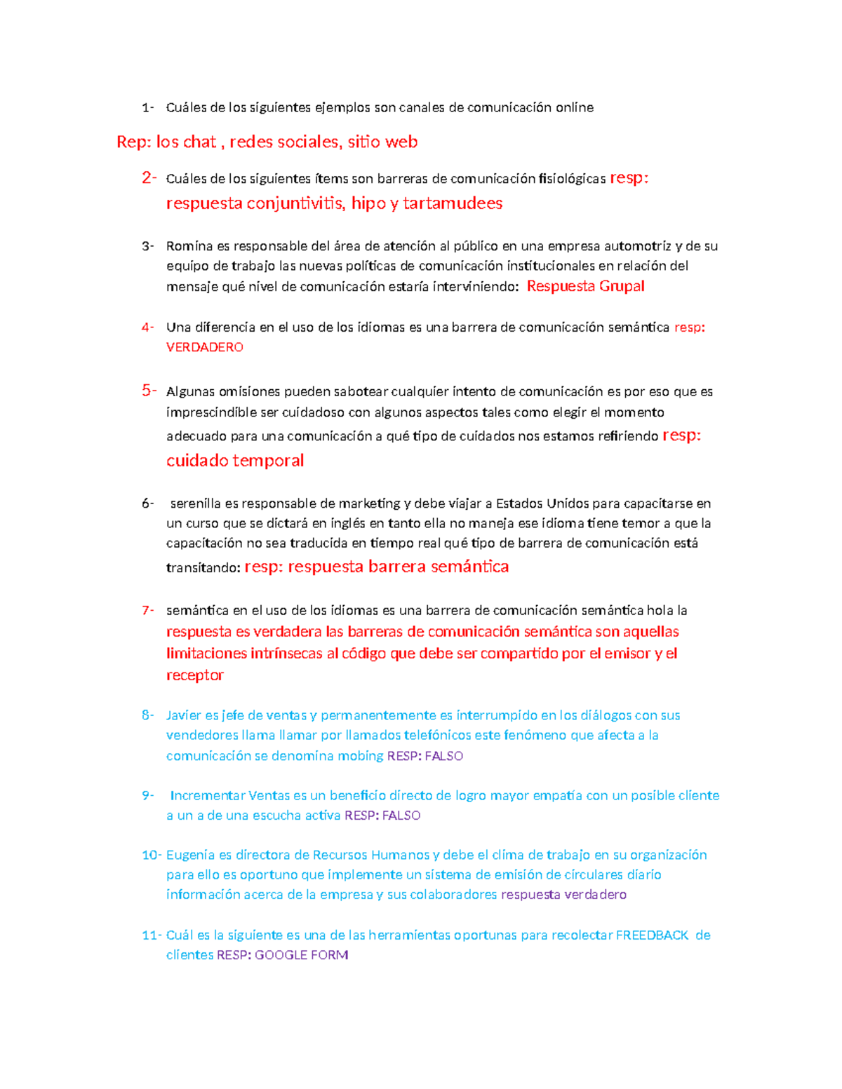 Prueba comunicacion efectiva Preguntas Y Respuesta DE Prueba 1 Y V2 - 1 ...