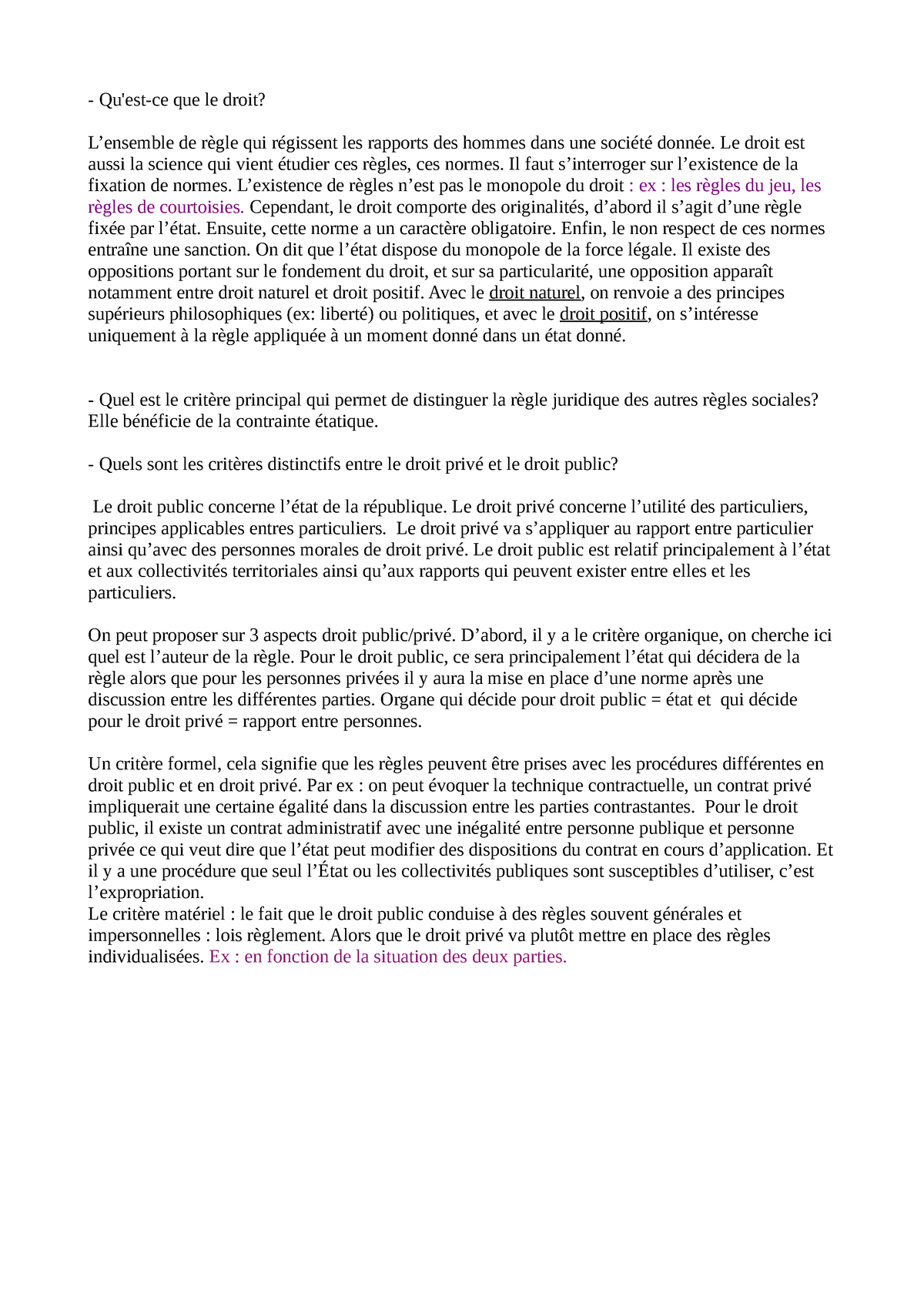 Séance 1 Devoir Quest Ce Que Le Droit Lensemble De Règle Qui Régissent Les Rapports Des 4349