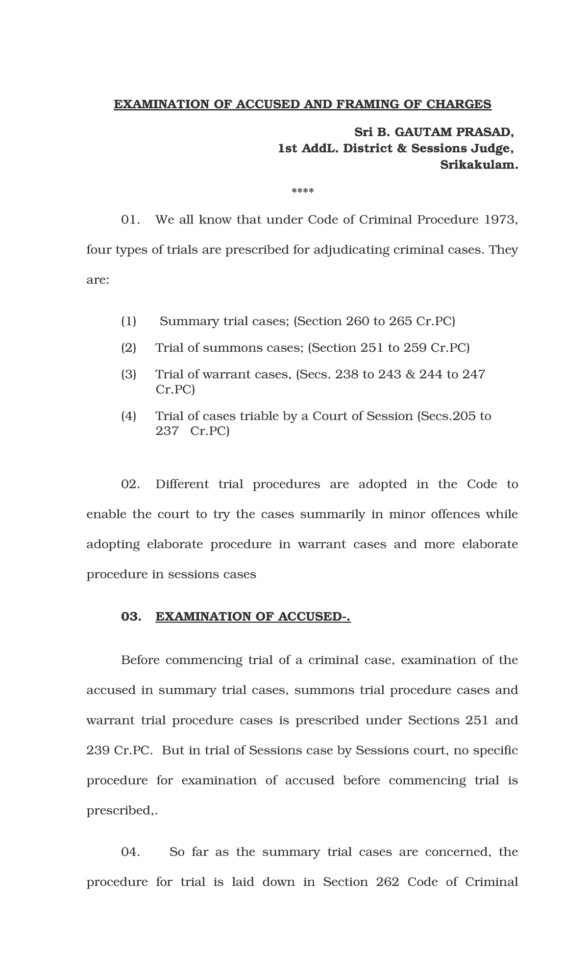 Examination OF Accused AND Framing OF Charges 1stadj EXAMINATION OF