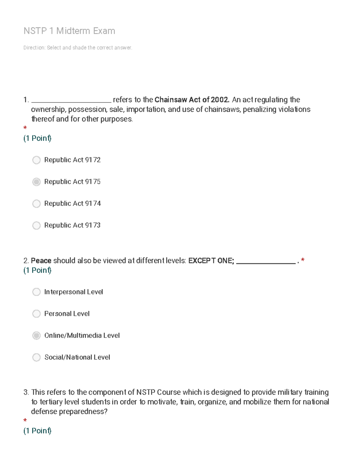 NSTP 1 - STUDY GUIDE - National Service Training Program 2 - PangSU ...