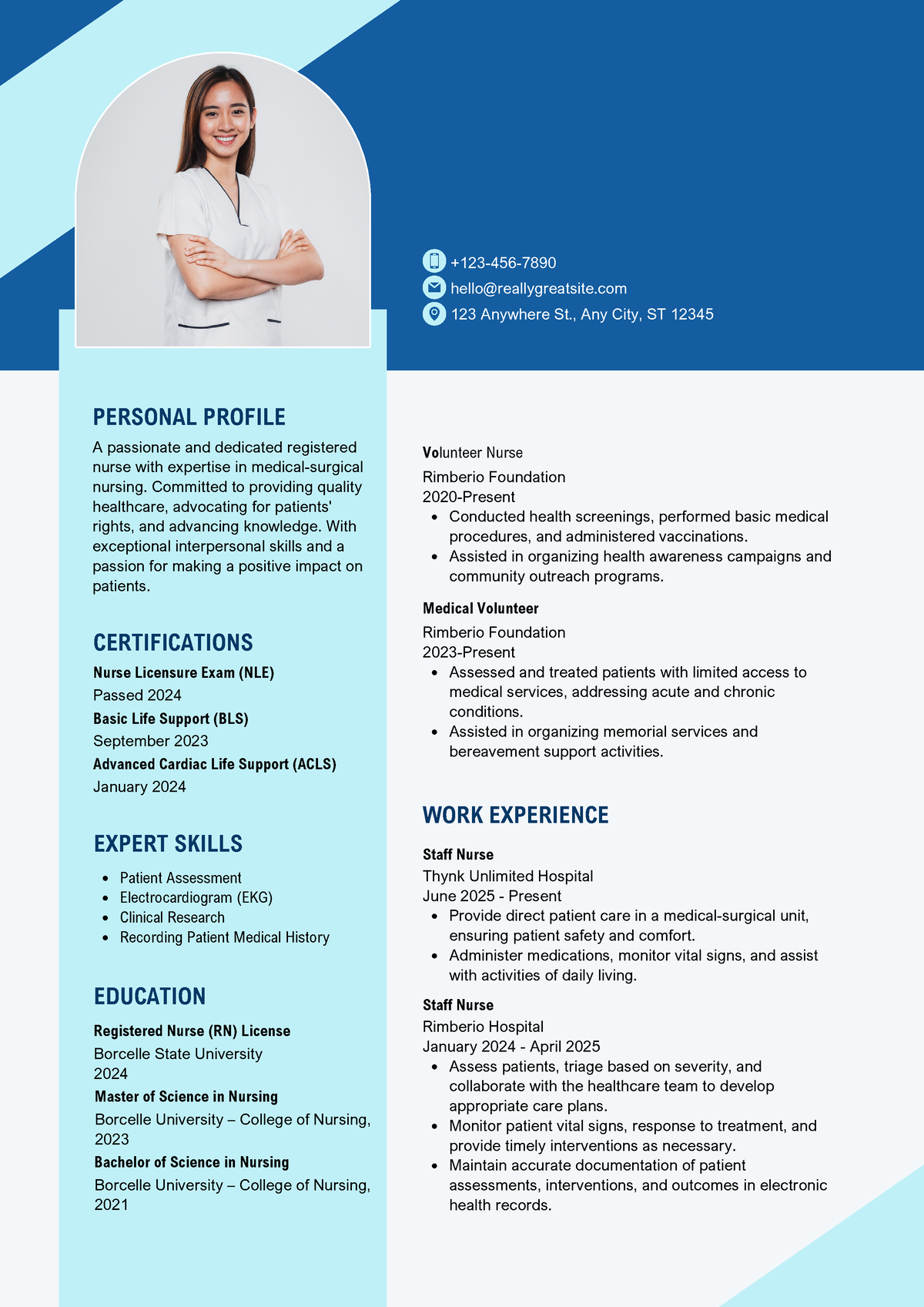 White and Blue Modern Nurse Resume - A passionate and dedicated ...