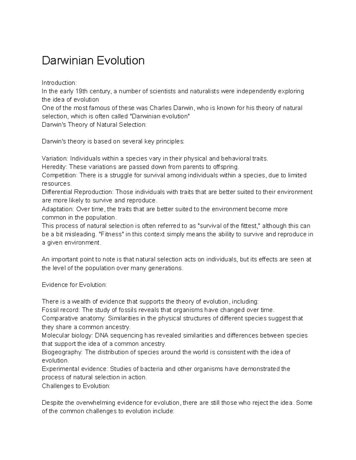 Introduction to Physical Anthropology (ANT-1010) Lecture 71 - Darwinian ...
