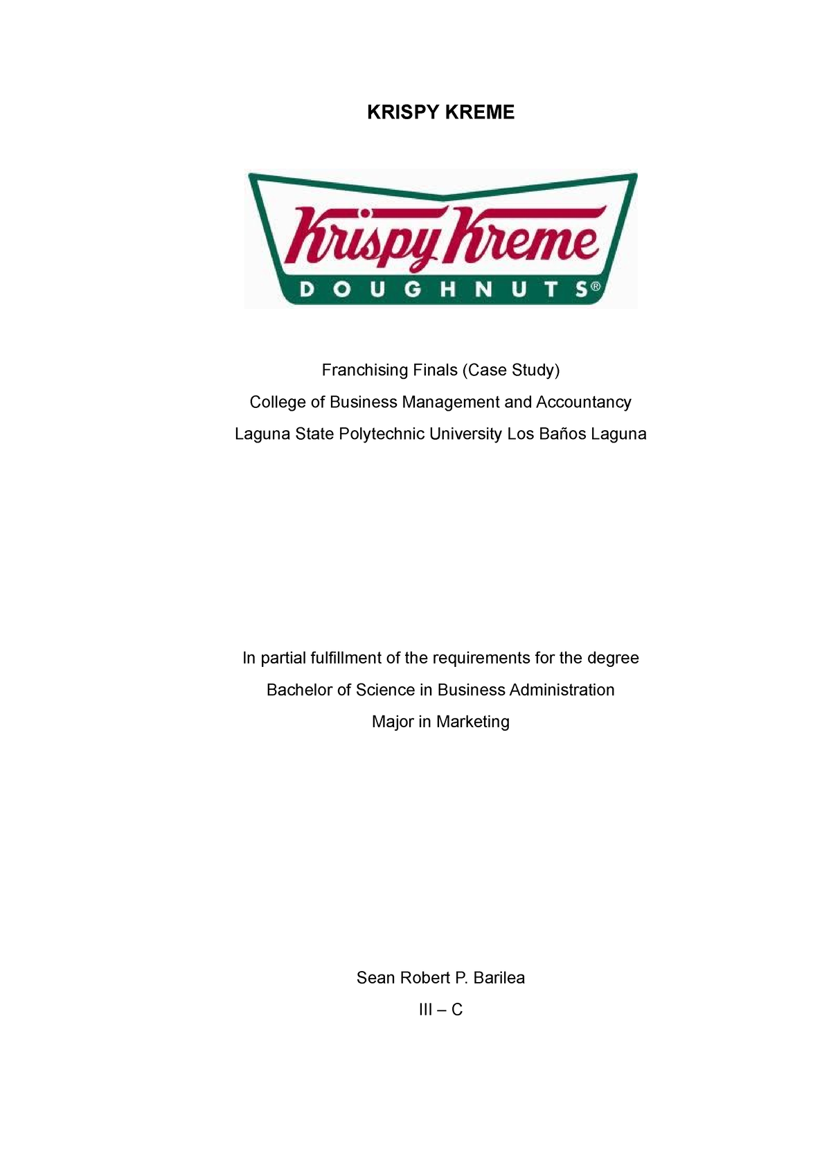 krispy kreme case study pdf