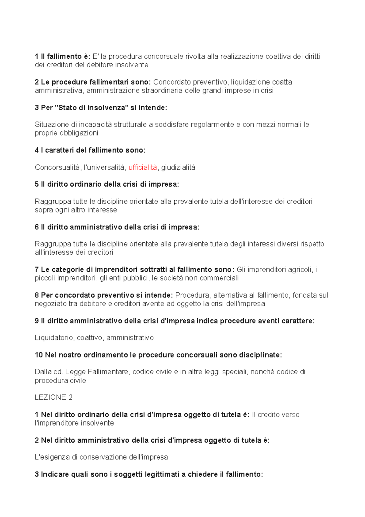 Diritto Fallimentare - 1 Il Fallimento è: E' La Procedura Concorsuale ...