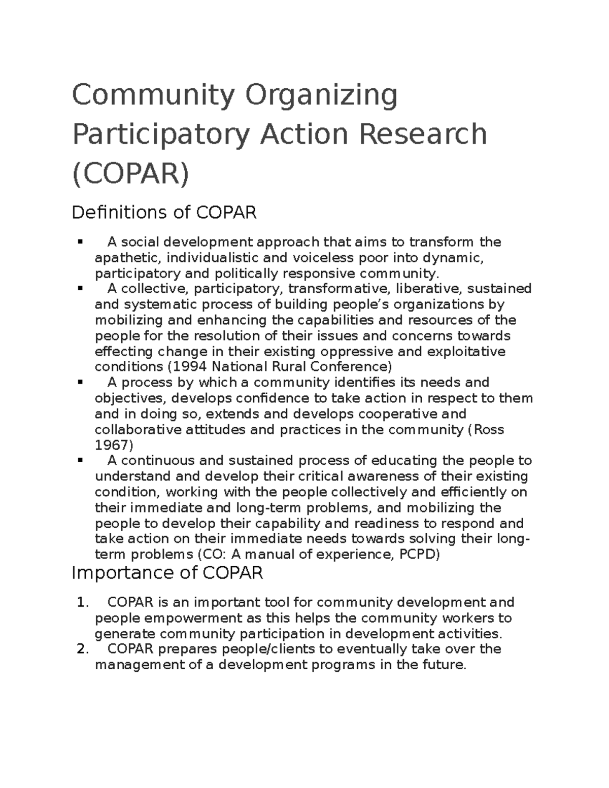 Nursing notes community organizing participatory action research