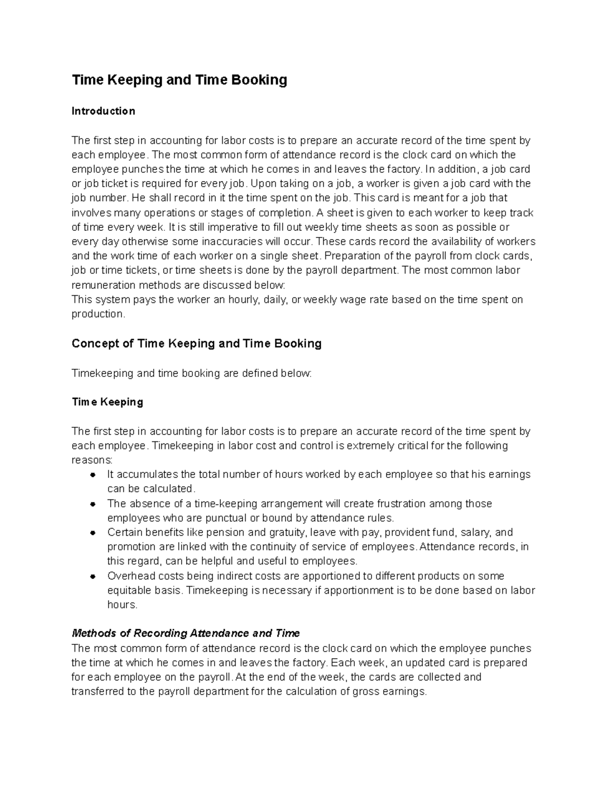 Time Keeping And Time Booking