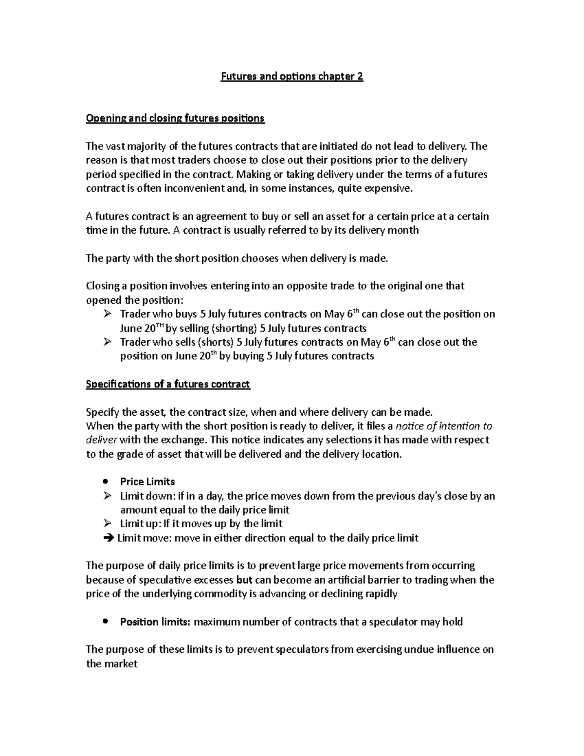 Chapter 2 - Chapitre 2 - Futures and options chapter 2 Opening and ...