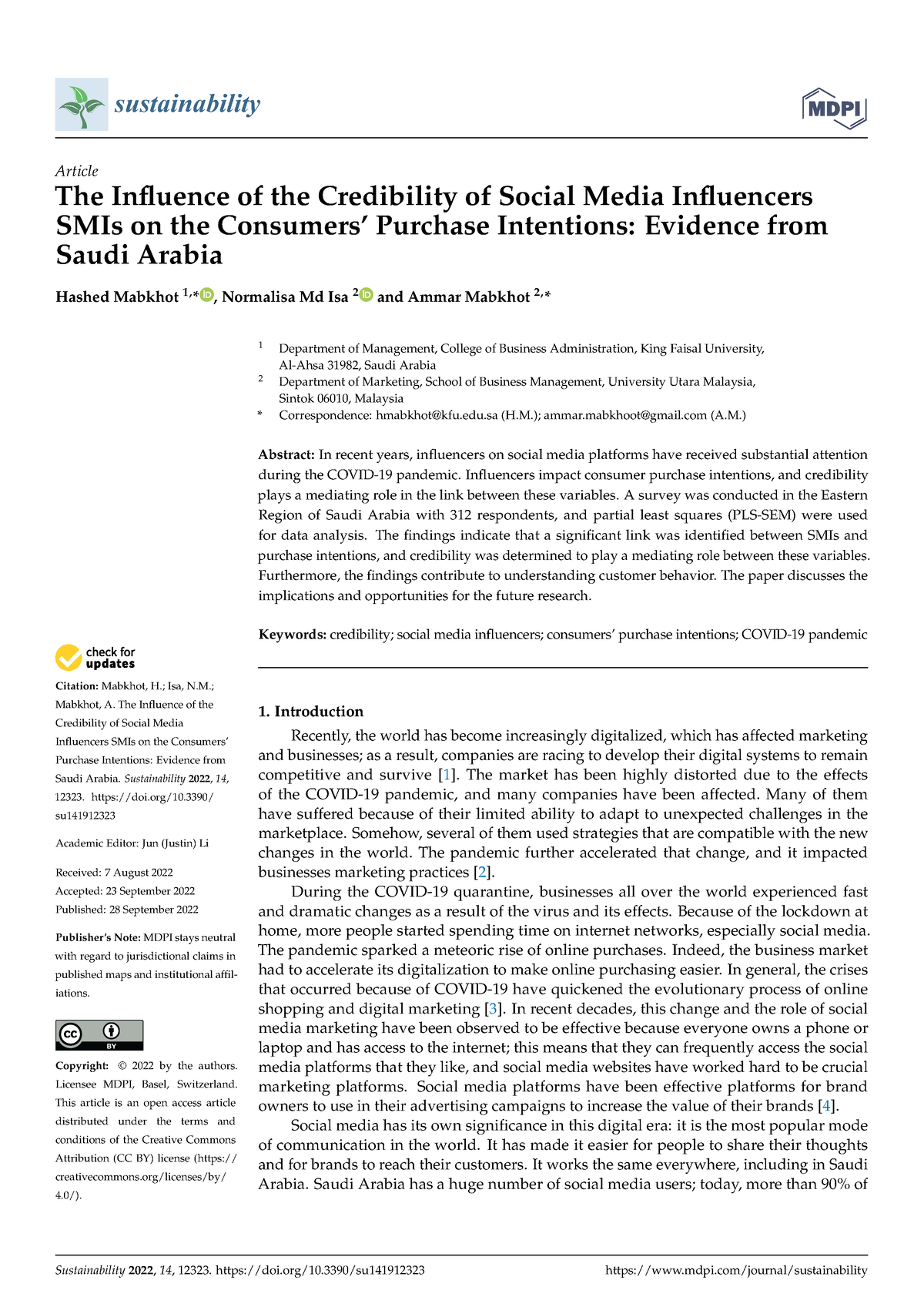 The Influence Of The Credibility Of Social Media Influencers SMIs On ...