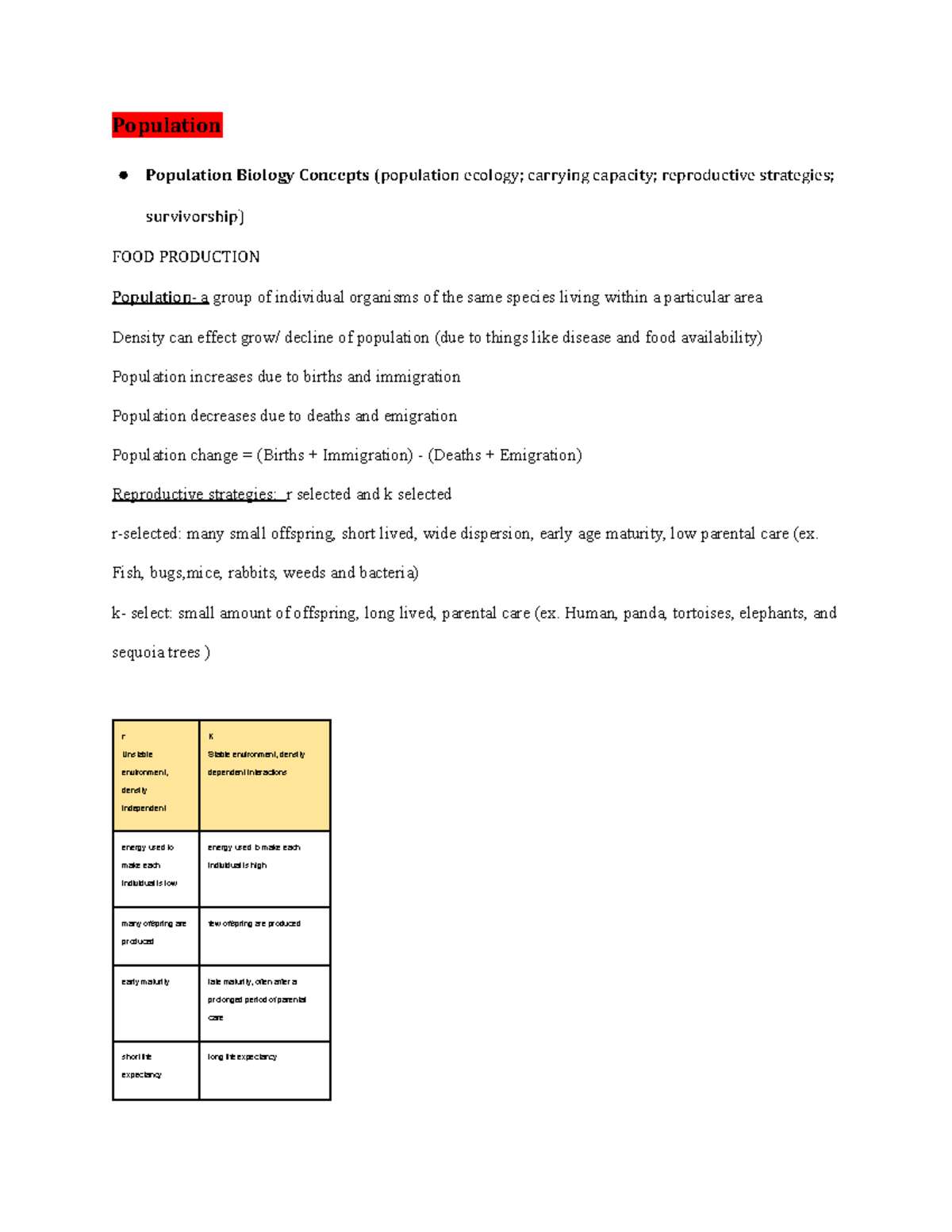 Population Notes - Google Docs - Population Population Biology Concepts ...