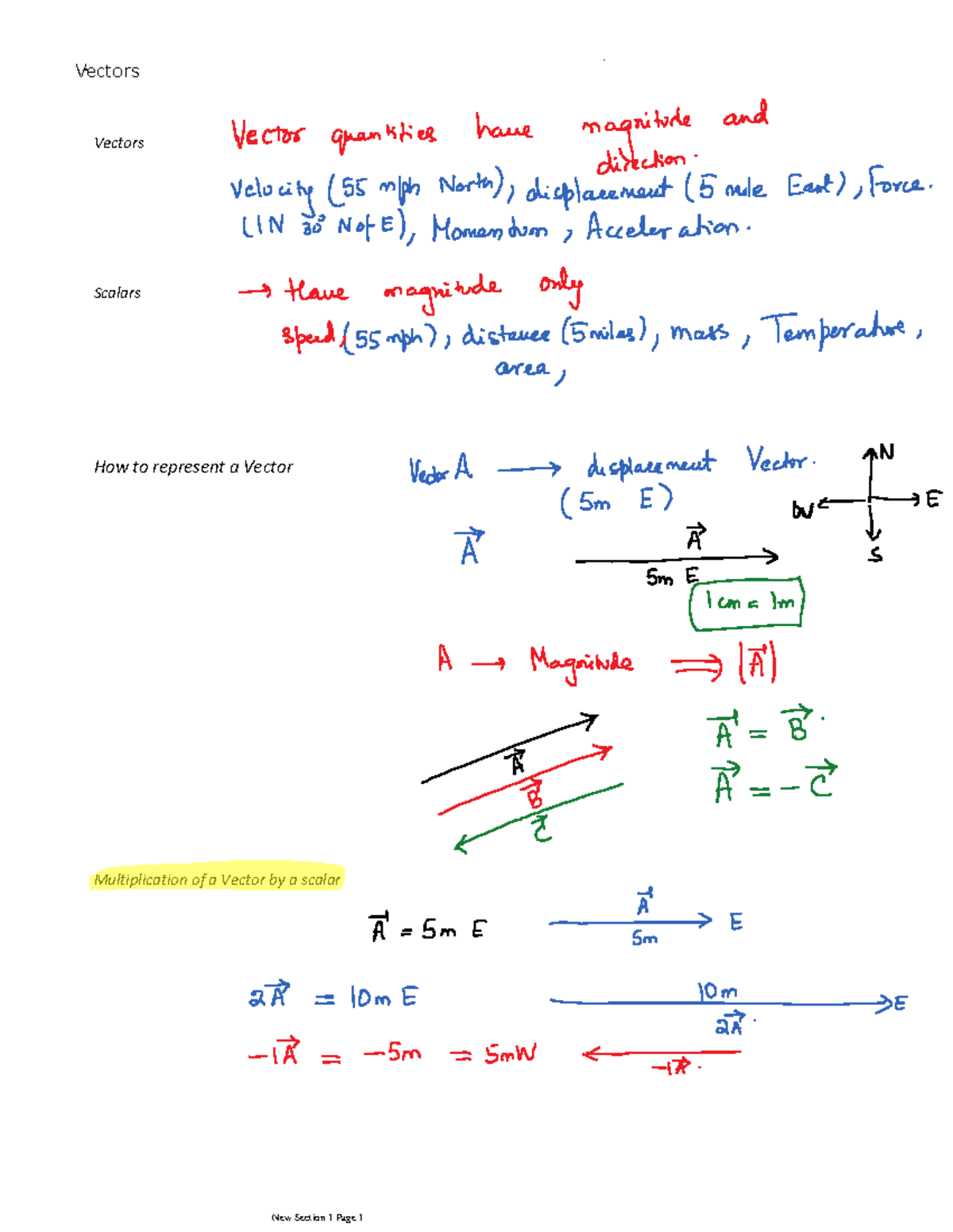 Vectors 1 - This Is From The First Module Lecture Notes. - Vectors ...