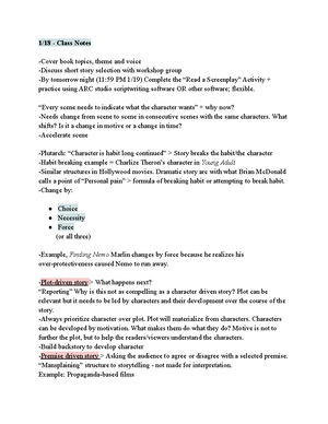 CMS370 course outline - When coming up with a story, think about what ...