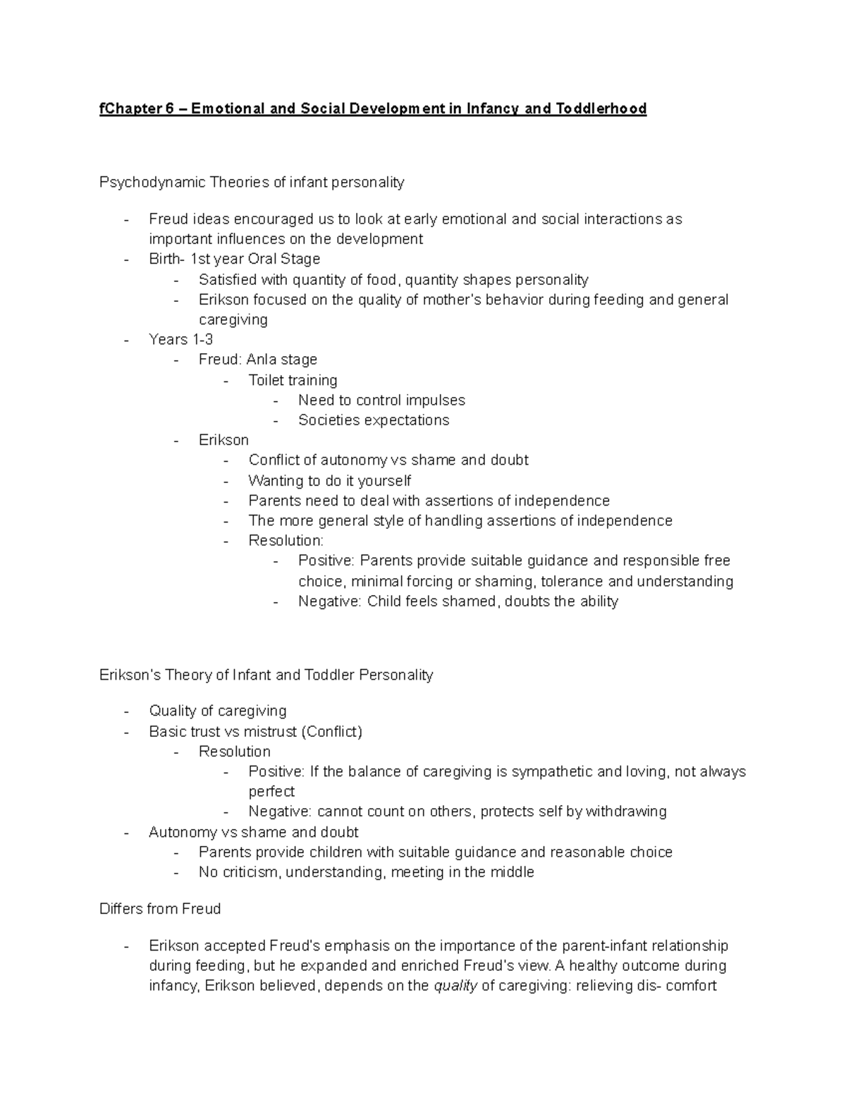 Exam 2 - Unit 2 exam lecture notes - fChapter 6 – Emotional and Social ...
