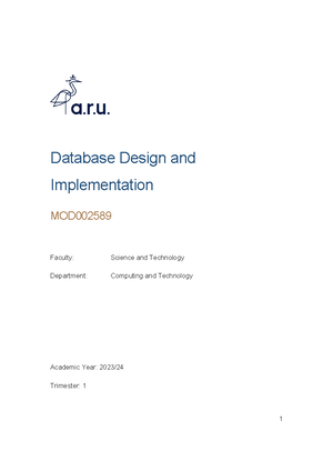 Database Design and Implementation mandatoryassignmentsolution 2019 ...