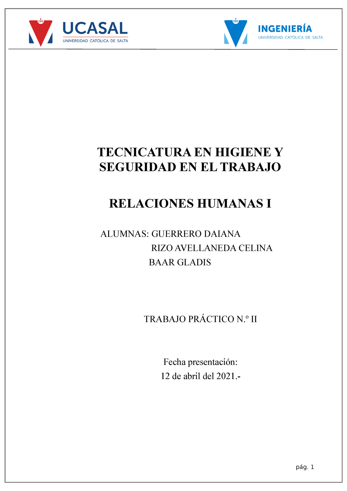 Tp 2 Tpgfuryruyriyru Tecnicatura En Higiene Y Seguridad En El Trabajo Relaciones Humanas I 8496