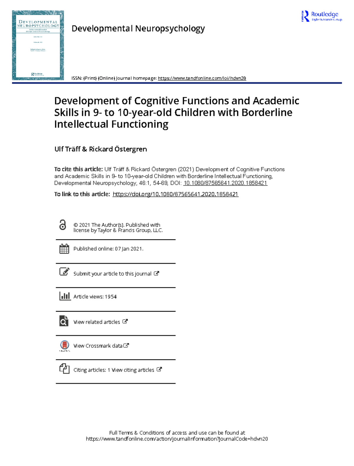 Development of Cognitive Functions and Academic Skills in 9 to 10 year ...