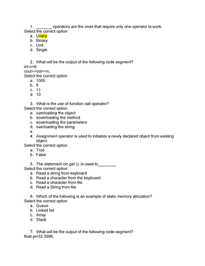 CS201 Midterm Solved MCQS By Junaid - ####### 0 CS201-Introduction To ...