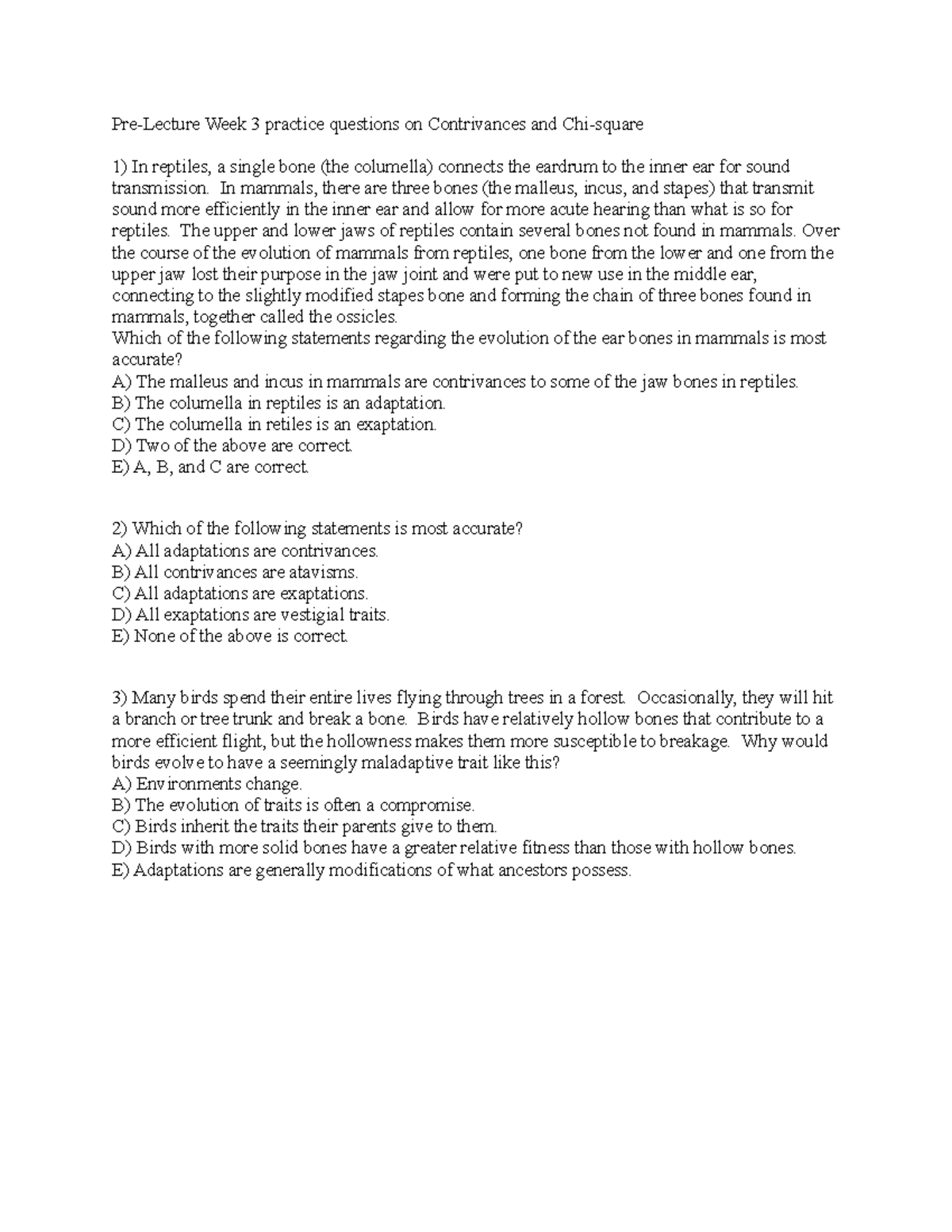 Pre-lecture week 3 practice questions on Contrivances and Chi-square ...