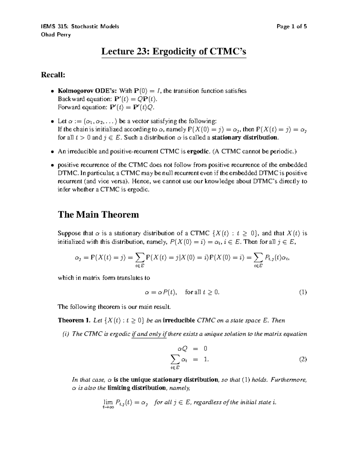 315-Lec23 - Lecture Notes 1 - IEMS 315: Stochastic Models Page 1 Of 5 ...