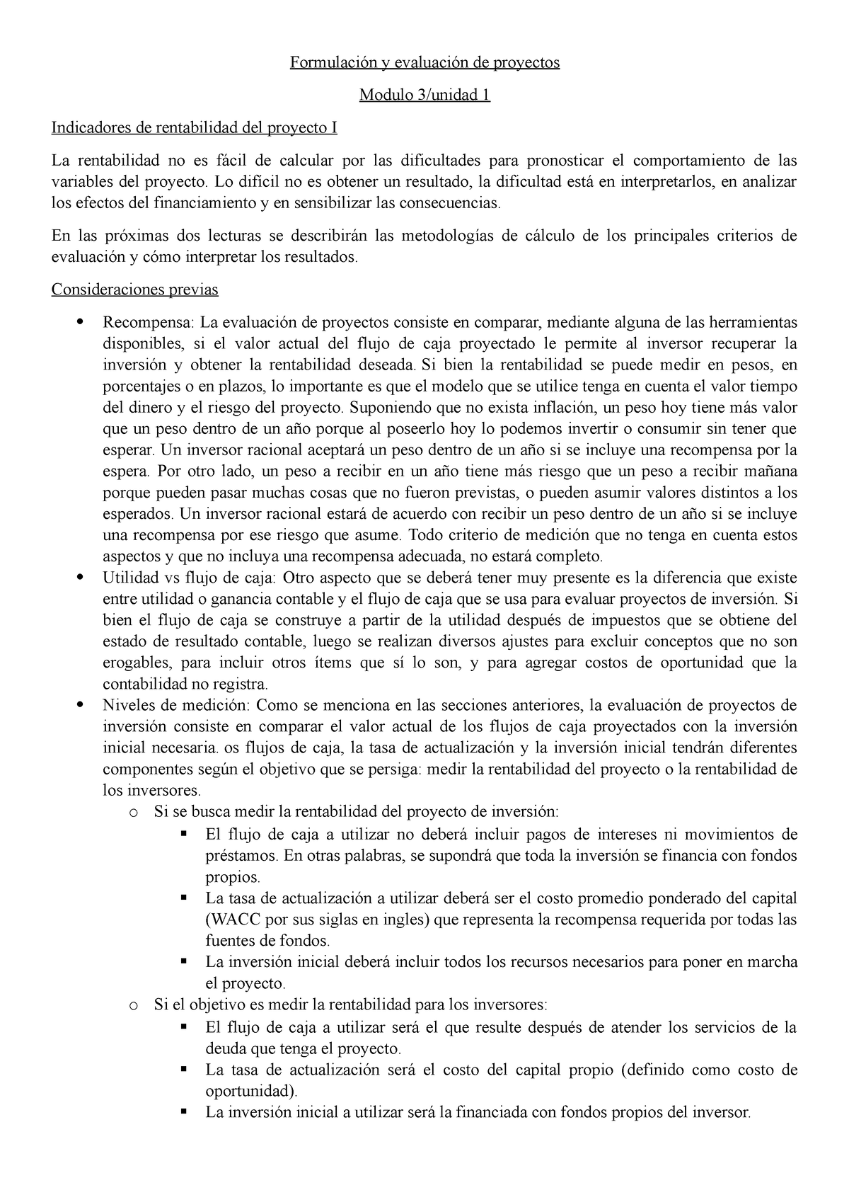 Formulación Y Evaluación De Proyectos Segundo Parcial - Formulación Y ...