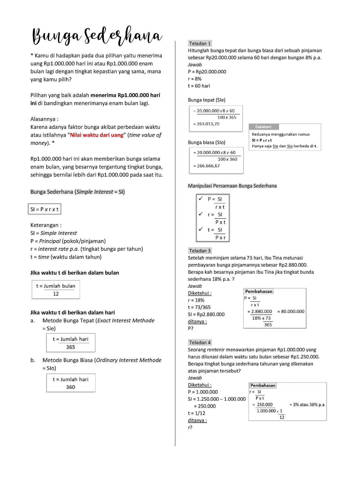 Matematika Keuangan ( Bunga Sederhana) - * Kamu Di Hadapkan Pada Dua ...