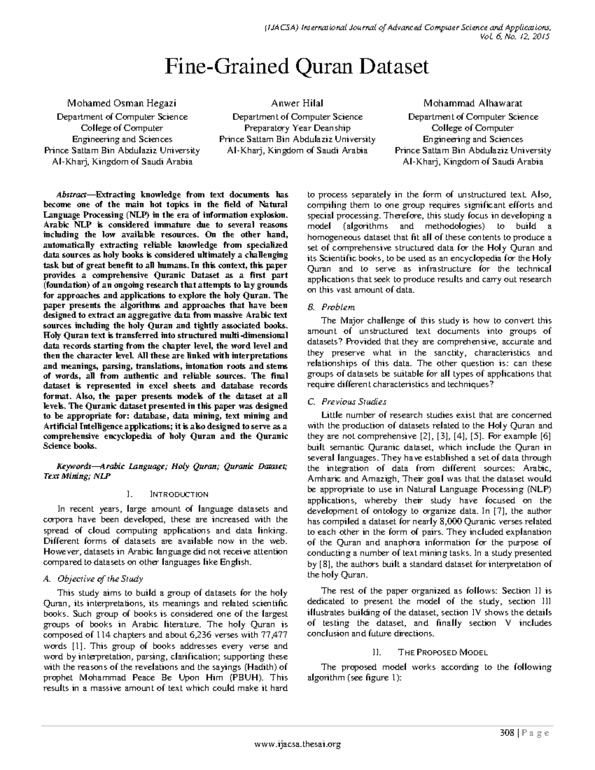 Paper 41-Fine grained Quran Dataset - Vol. 6, No. 12, 2015 308 | P a g ...
