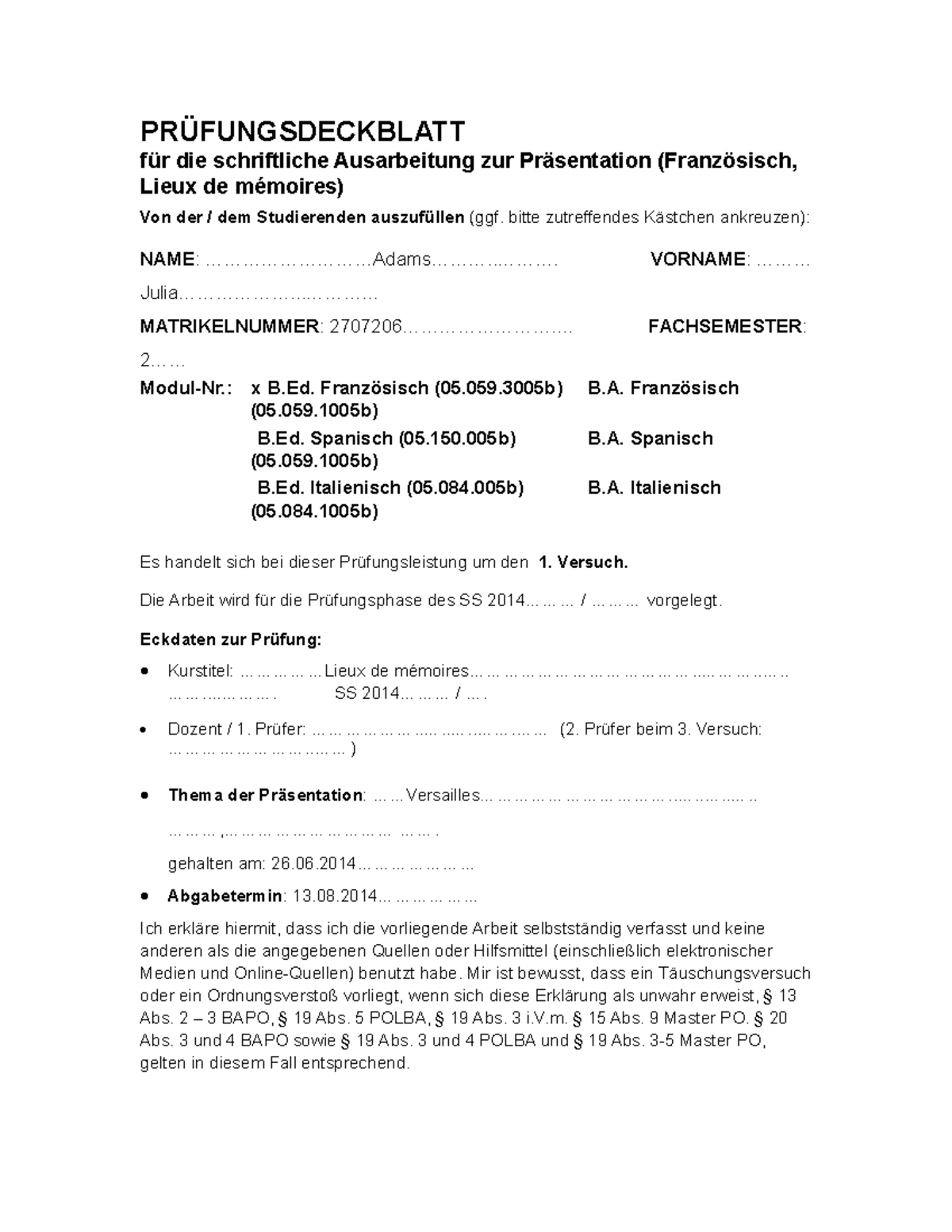 Essay "Versailles Ausarbeitung Referat Französisch ...