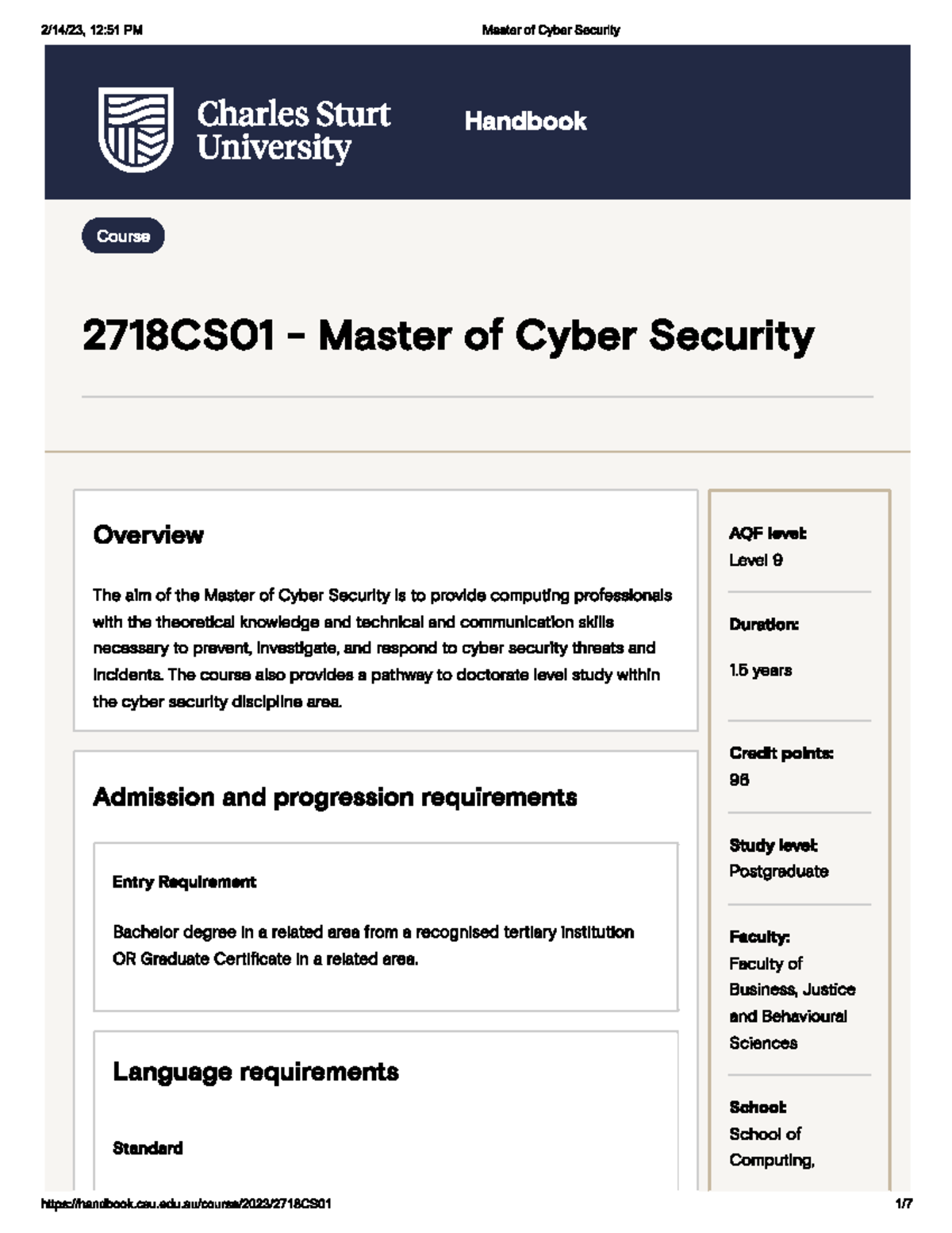 2718CS01 - Master of Cyber Security - ITC561 - Studocu