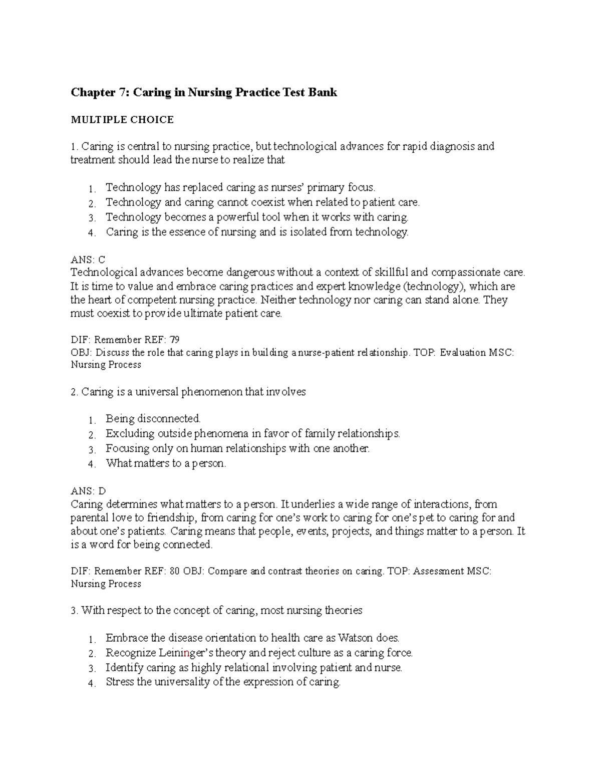 Caring In NP - Lecture Notes - Chapter 7: Caring In Nursing Practice ...