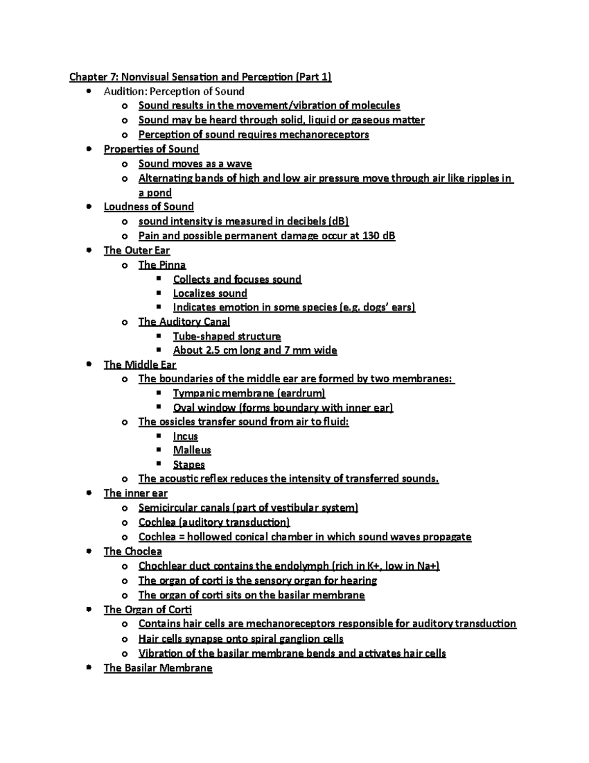 Psych 3313-chatper 7 part 1-Nonvisual Sensation and Perception ...