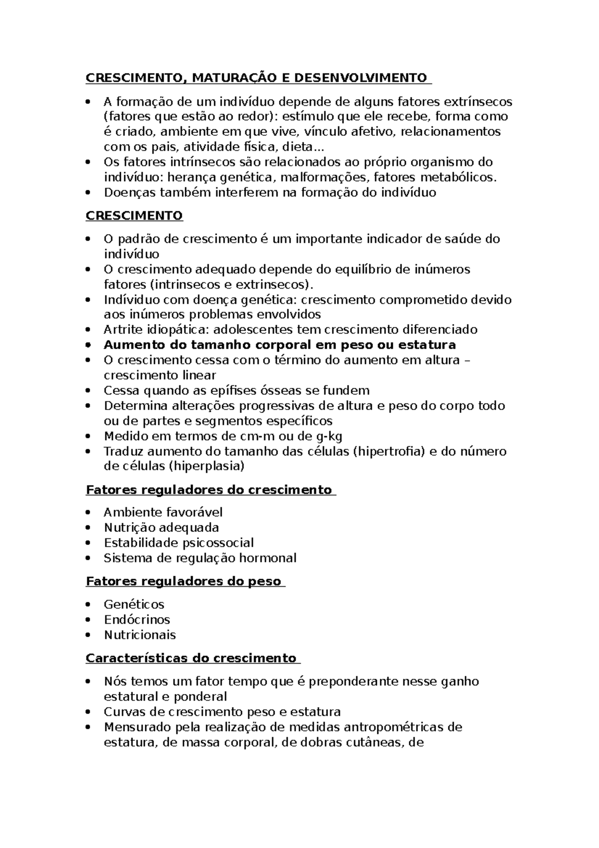 Crescimento, maturação e desenvolvimento - CRESCIMENTO, MATURA ÇÃO E ...