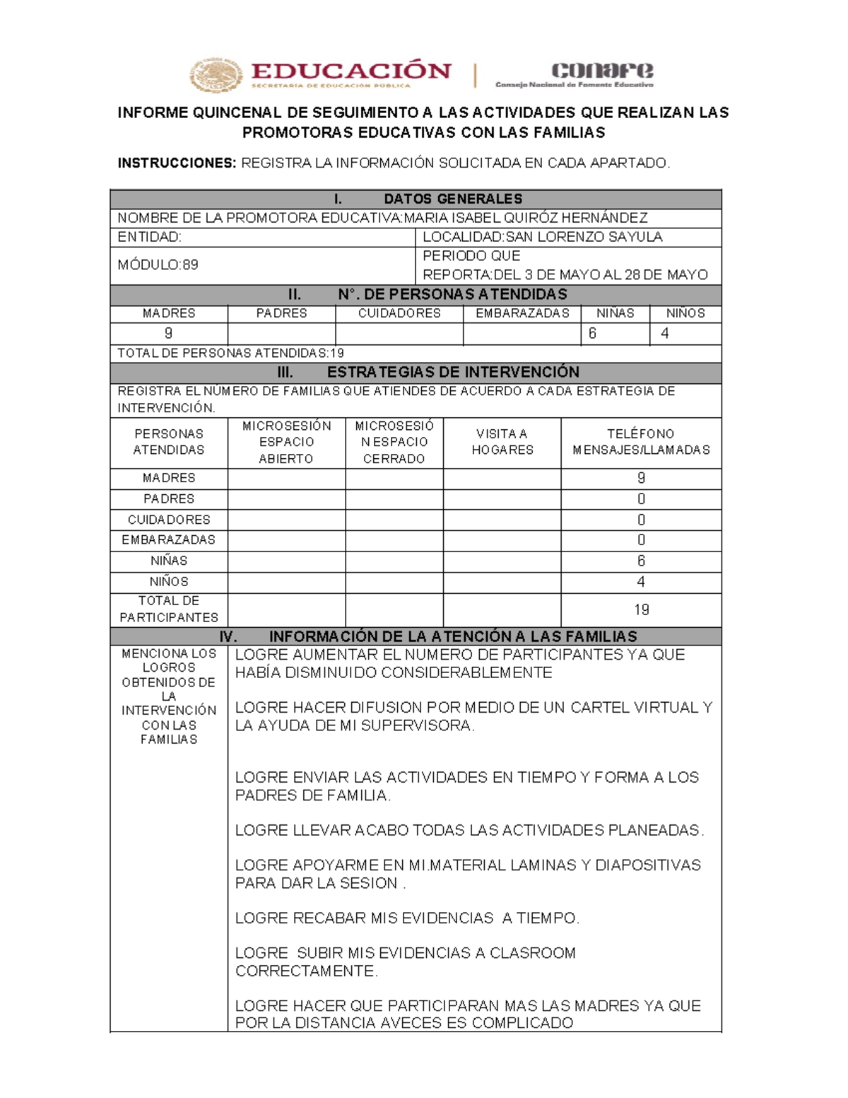 Formato Reporte Quincenal V11 - INFORME QUINCENAL DE SEGUIMIENTO A LAS ...