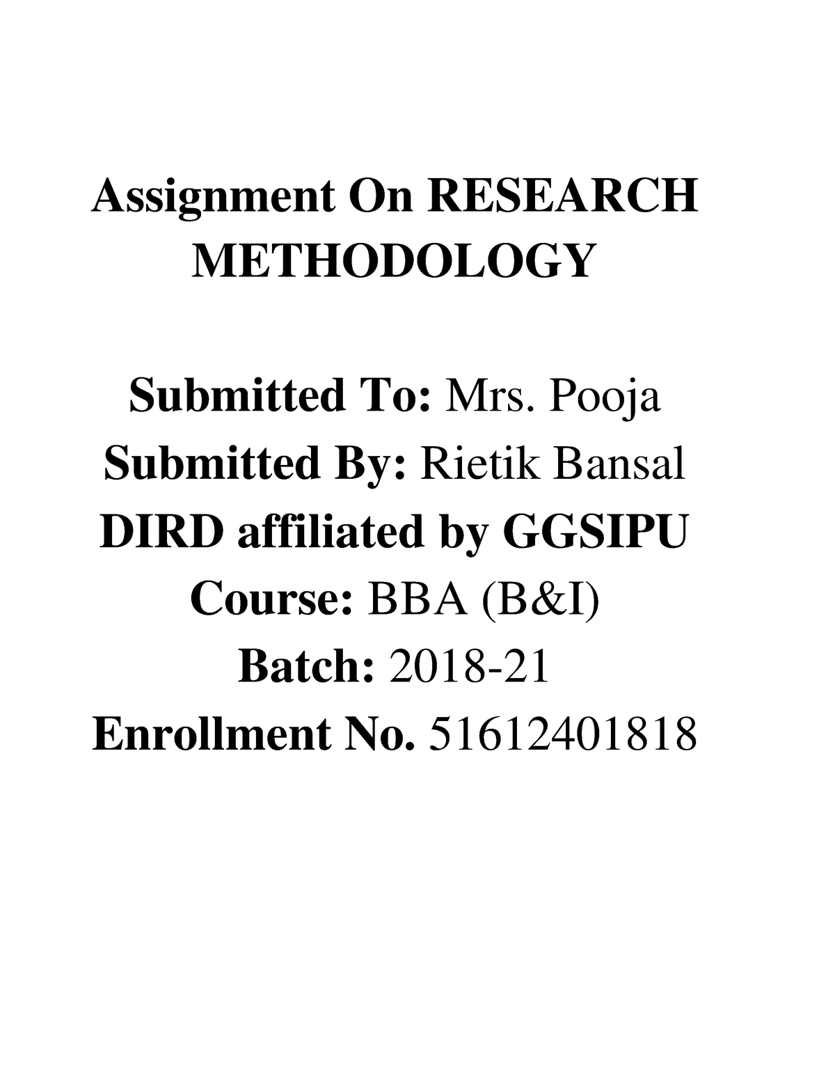 research methodology assignment 8