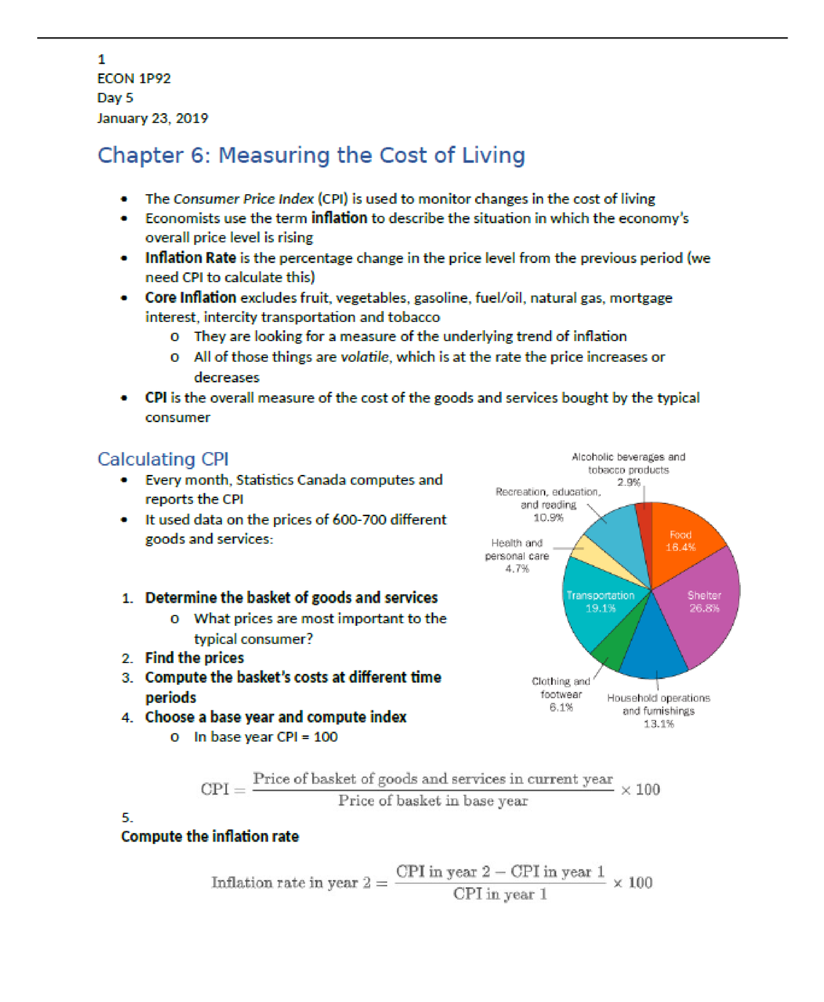 Calculating The Consumer Price Index - ECON201 - ECON 201 - Concordia ...