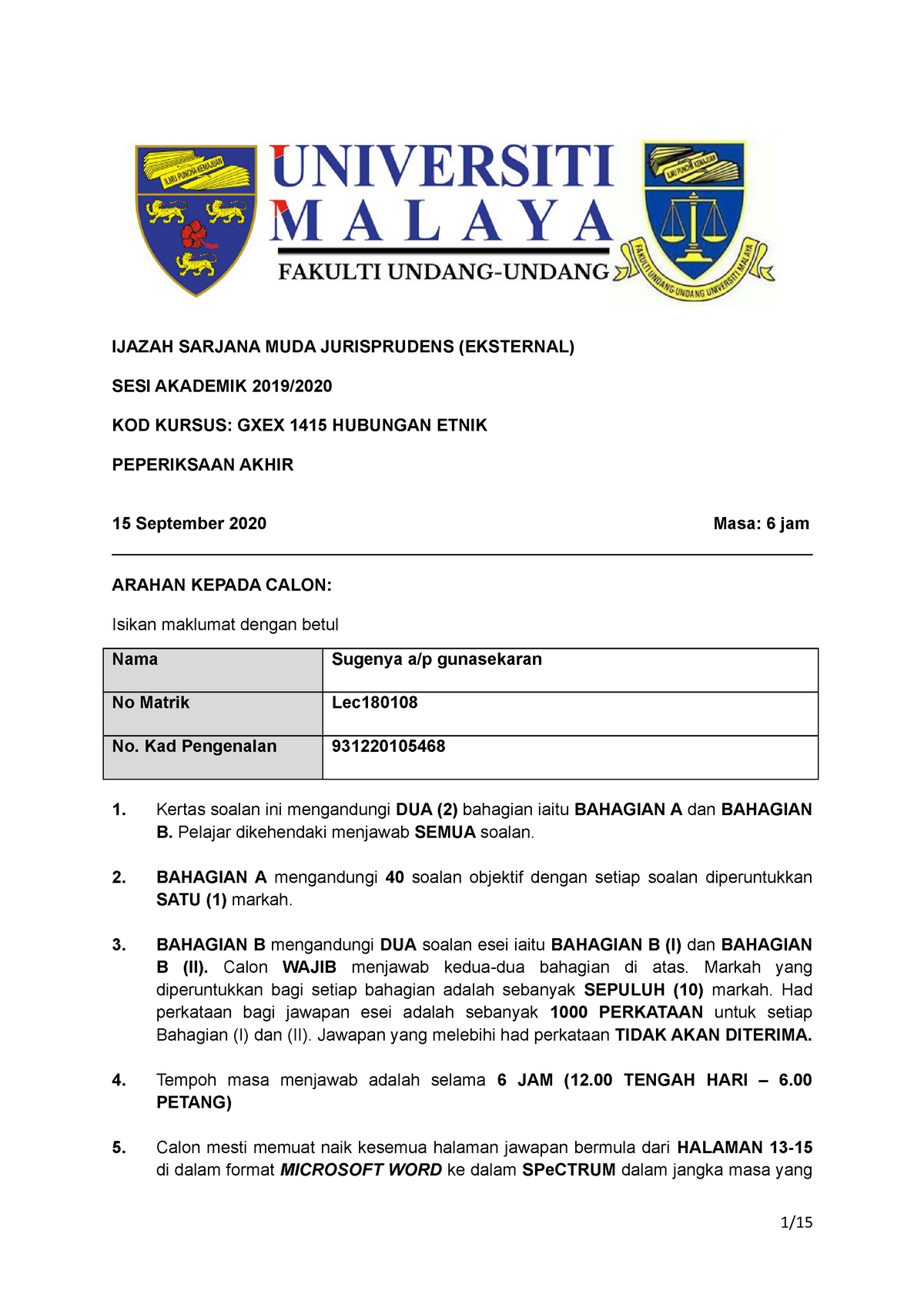 Gxex1415 Lec180108 Company Law Answer Ijazah Sarjana Muda Jurisprudens Eksternal Sesi Akademik Studocu