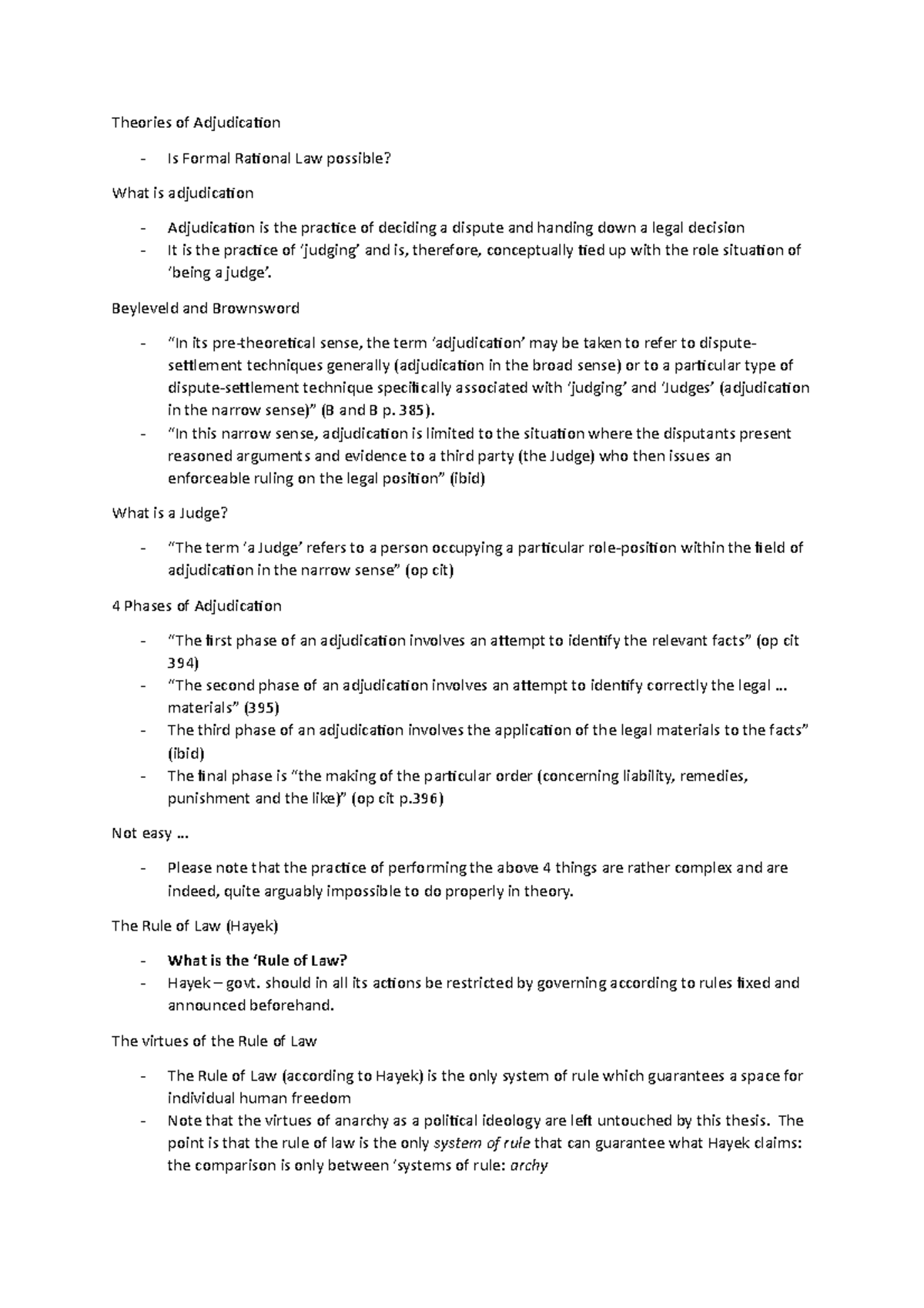 Theories of Adjudication - lecture three - Theories of Adjudication Is ...