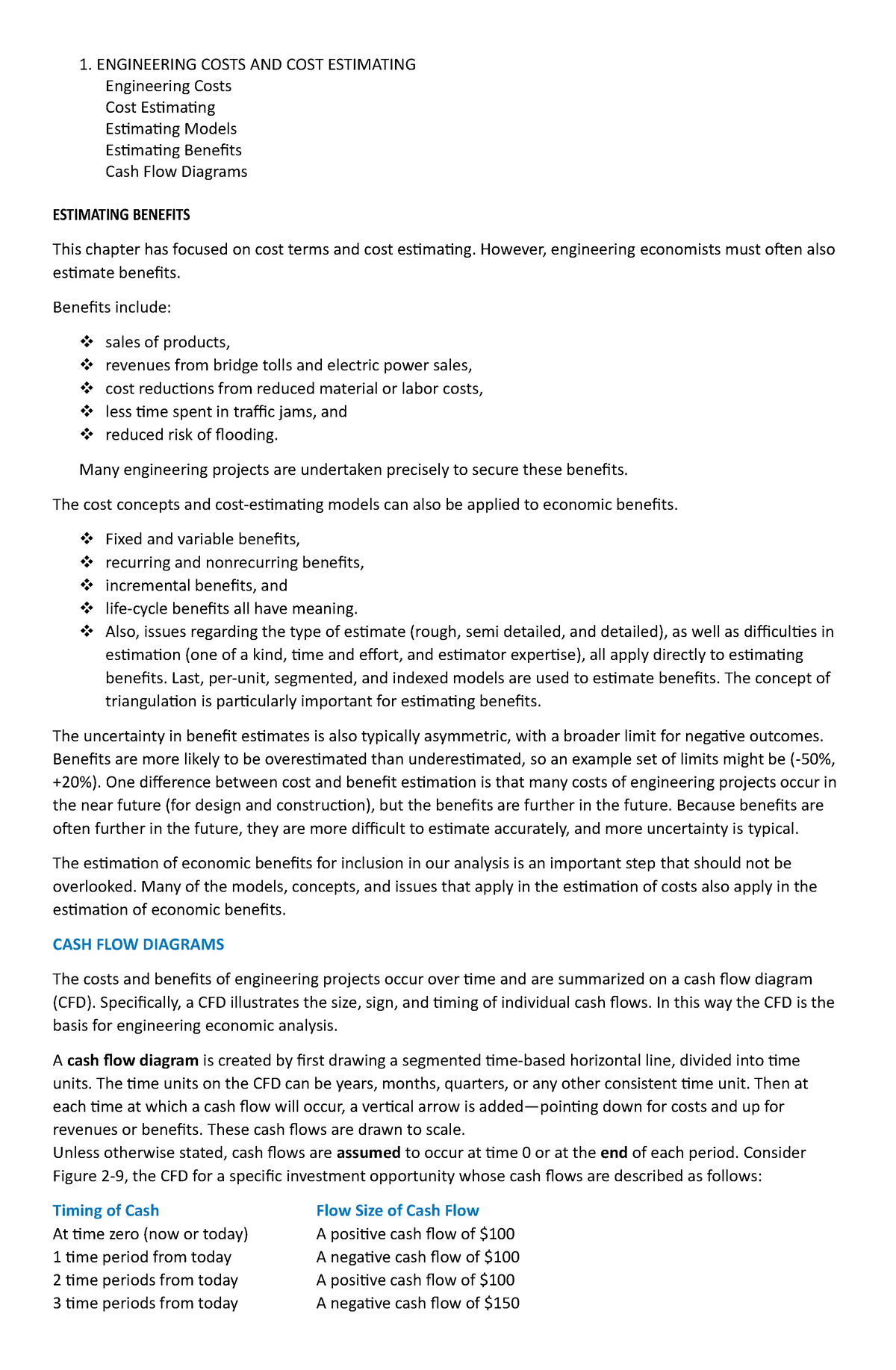 Estimating Benefits - economy - 1. ENGINEERING COSTS AND COST ...