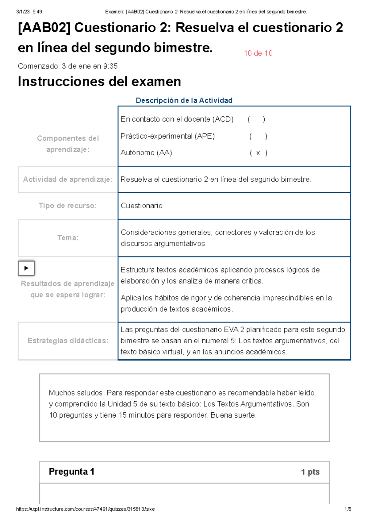 Cuestionario 2 Resuelva El Cuestionario 2 En Línea Del Segundo Bimestre ...