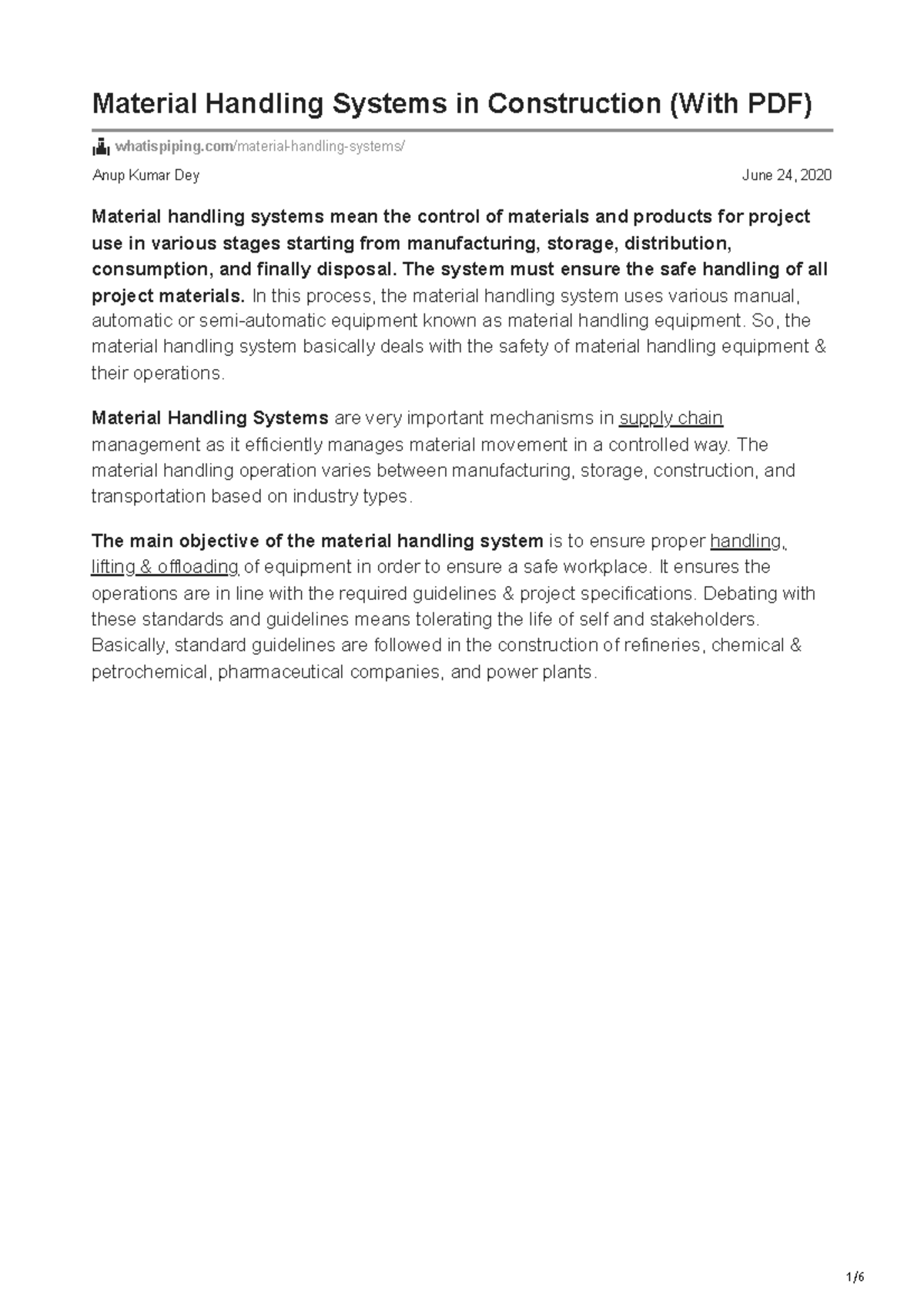 Handling Systems in Construction With PDF