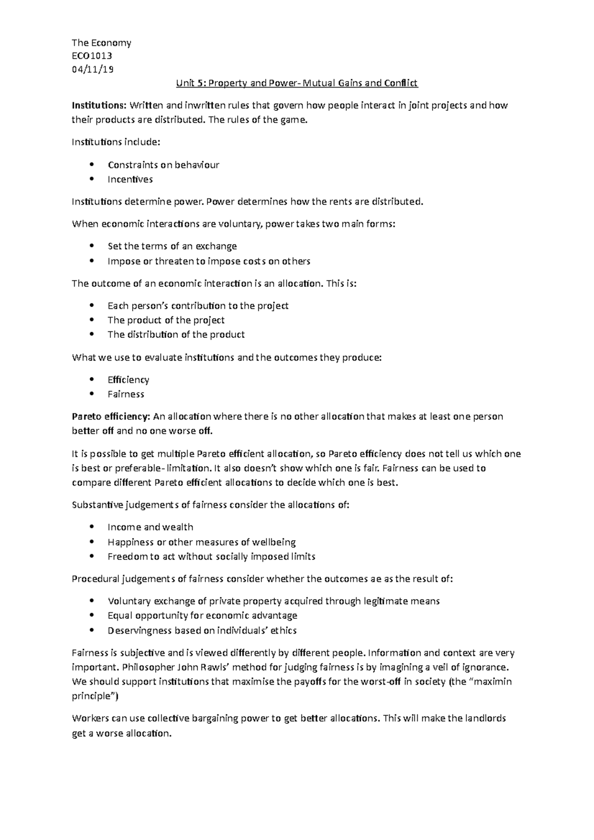 Unit 5- Property and Power- Mutual Gains and Conflict - The Economy ECO ...