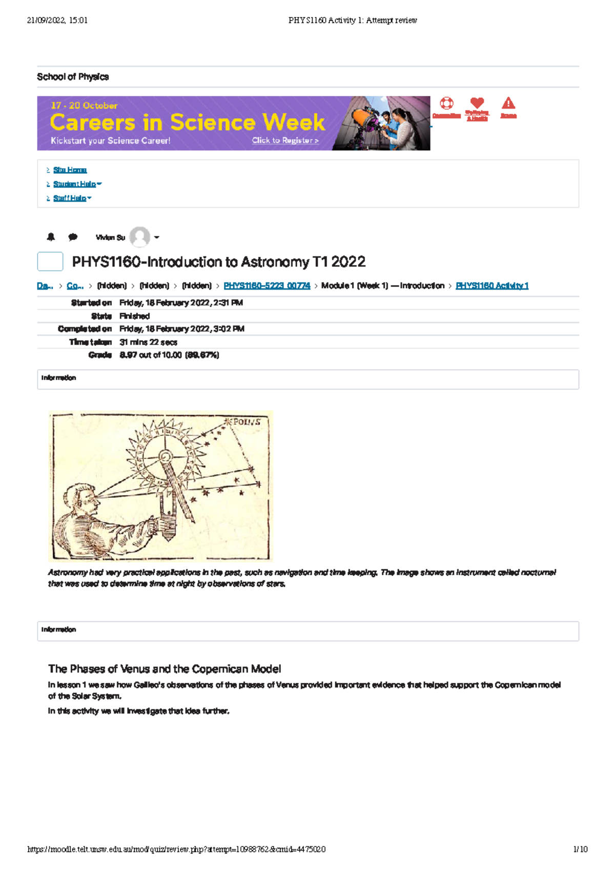 PHYS1160 Activity 1 - Da... Co... (hidden) (hidden) (hidden) PHYS1160 ...