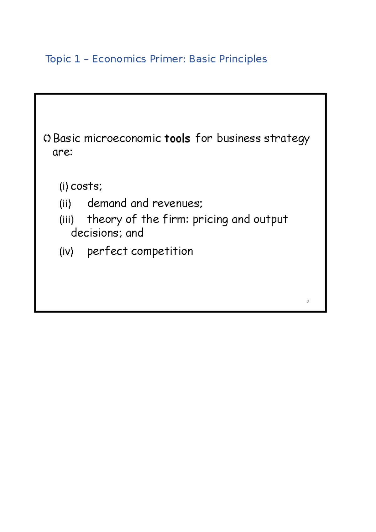 ECON2410 SUMMARISED NOTES T1-3 - Topic 1 – Economics Primer: Basic ...