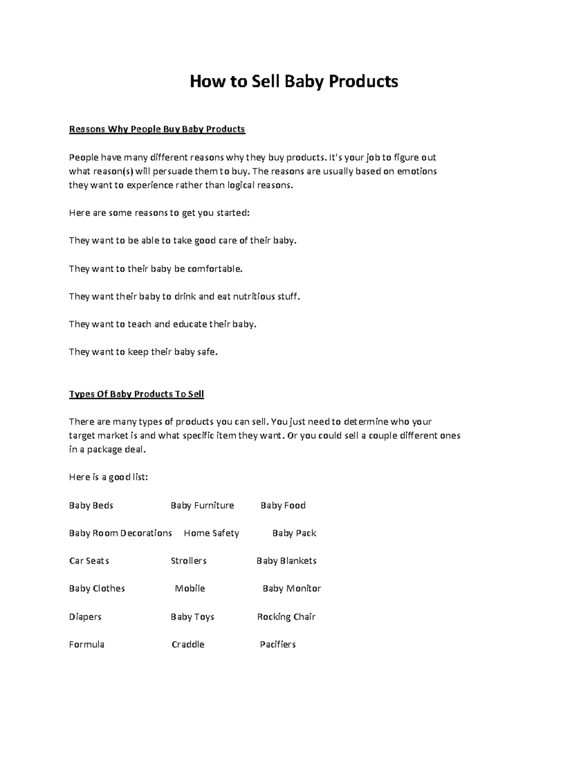 How to Sell Baby Products How to Sell Baby Products Reasons Why