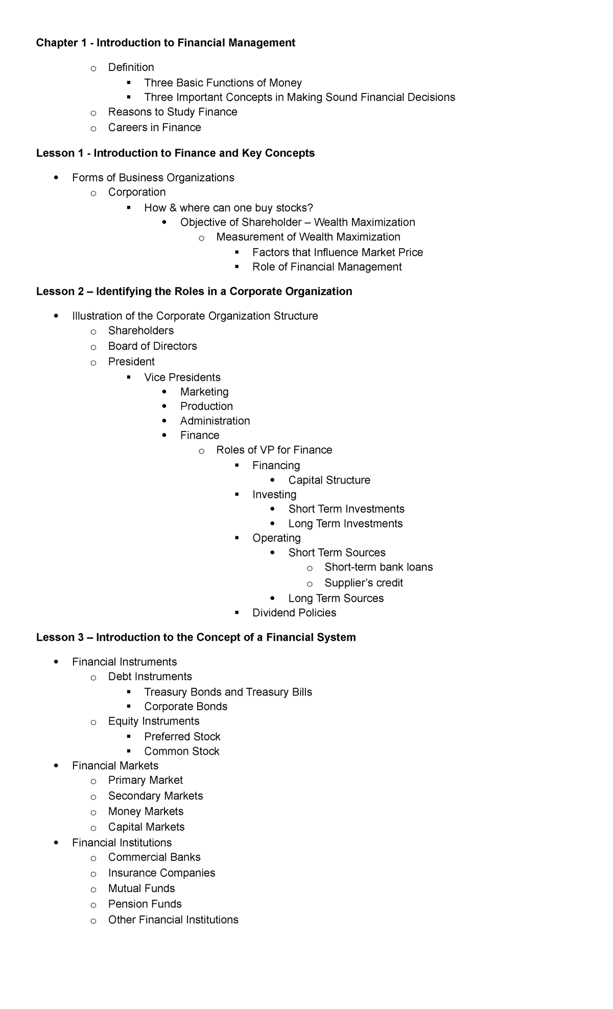 Chapter 1 - Intro to Fin Man Outline Summary - Chapter 1 - Introduction ...