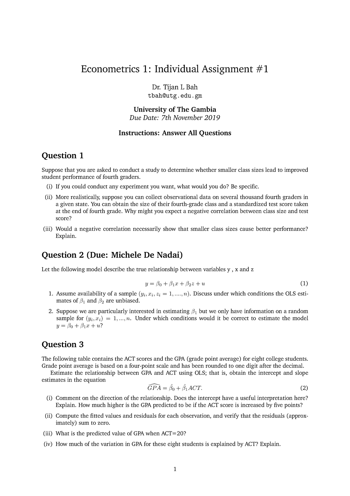 econometrics assignment topics