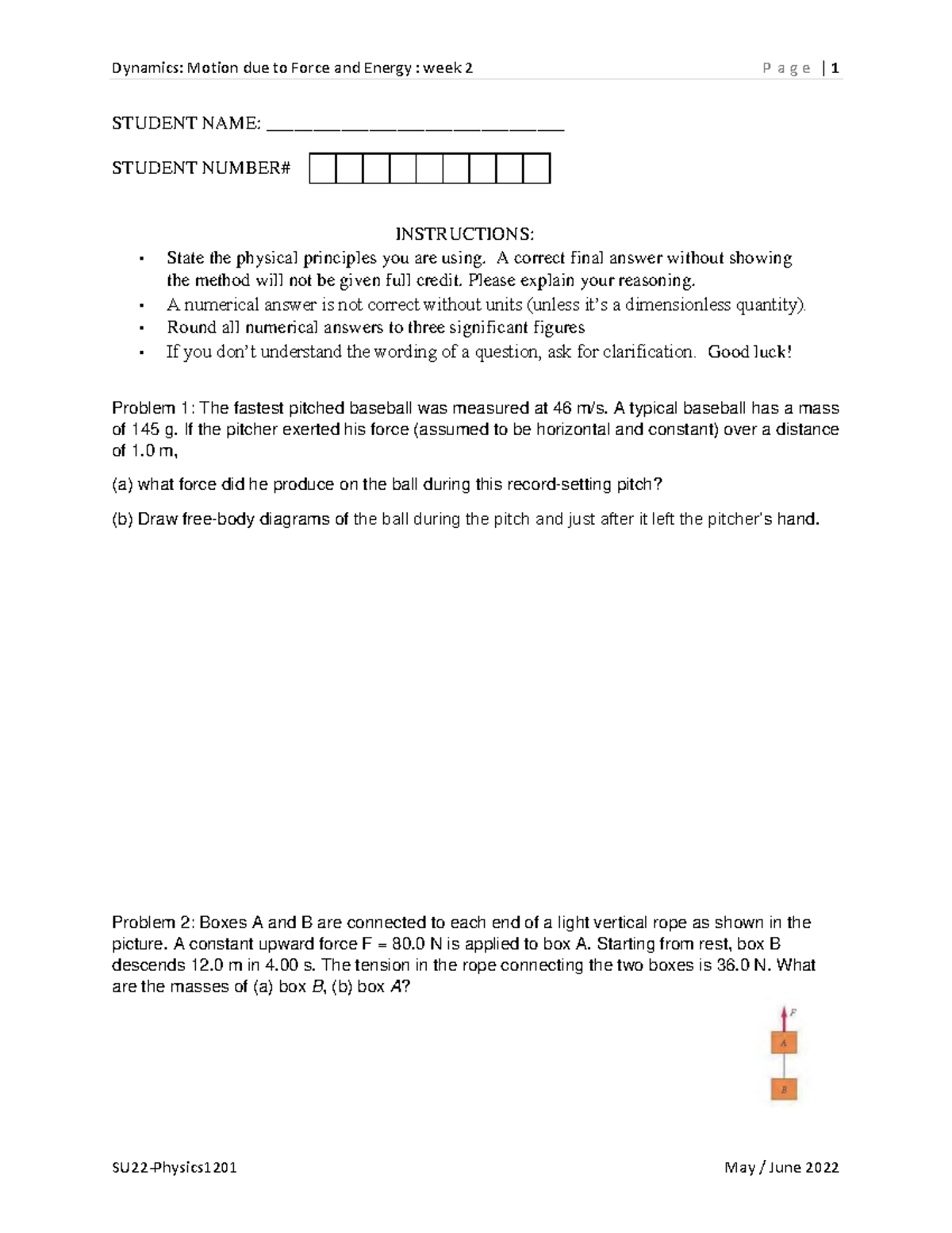 problem-set-week-2-dynamics-motion-due-to-force-and-energy-student