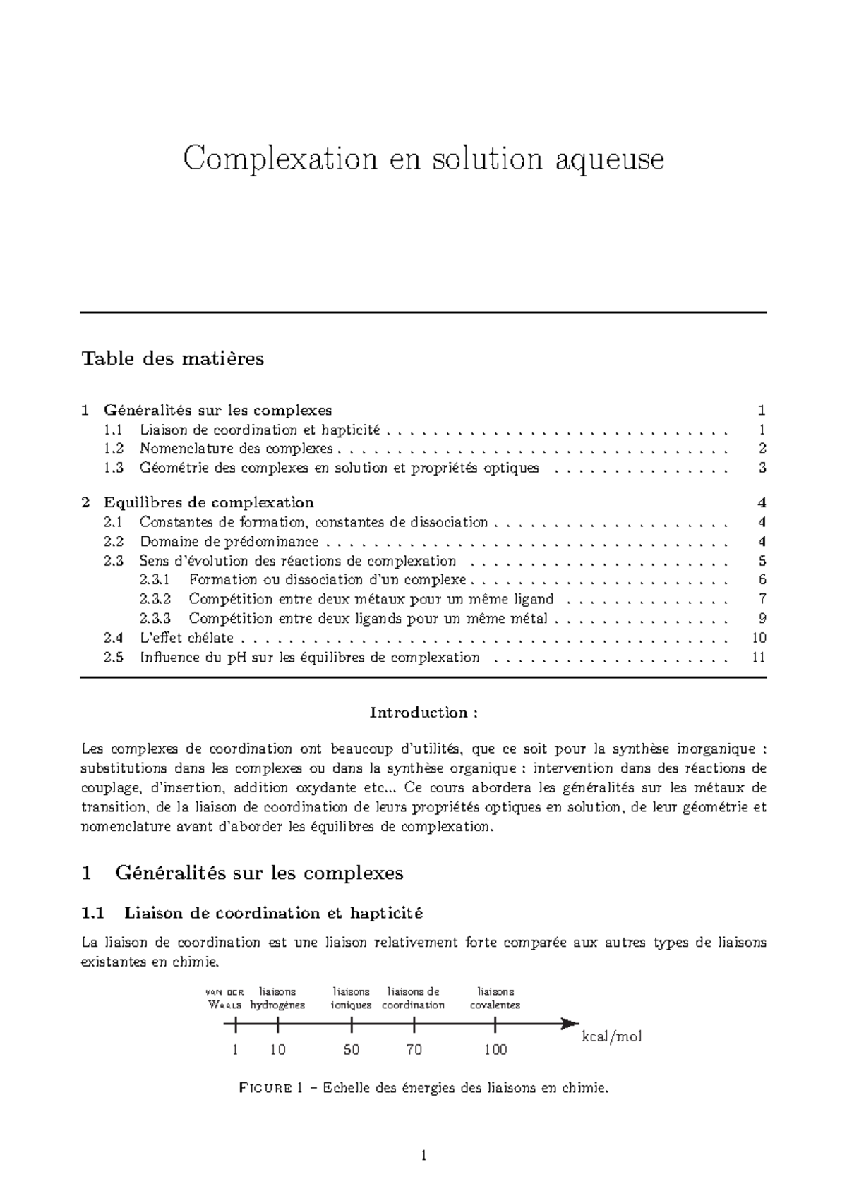 Chimie - Complexation en solution aqueuse - Complexation en solution ...